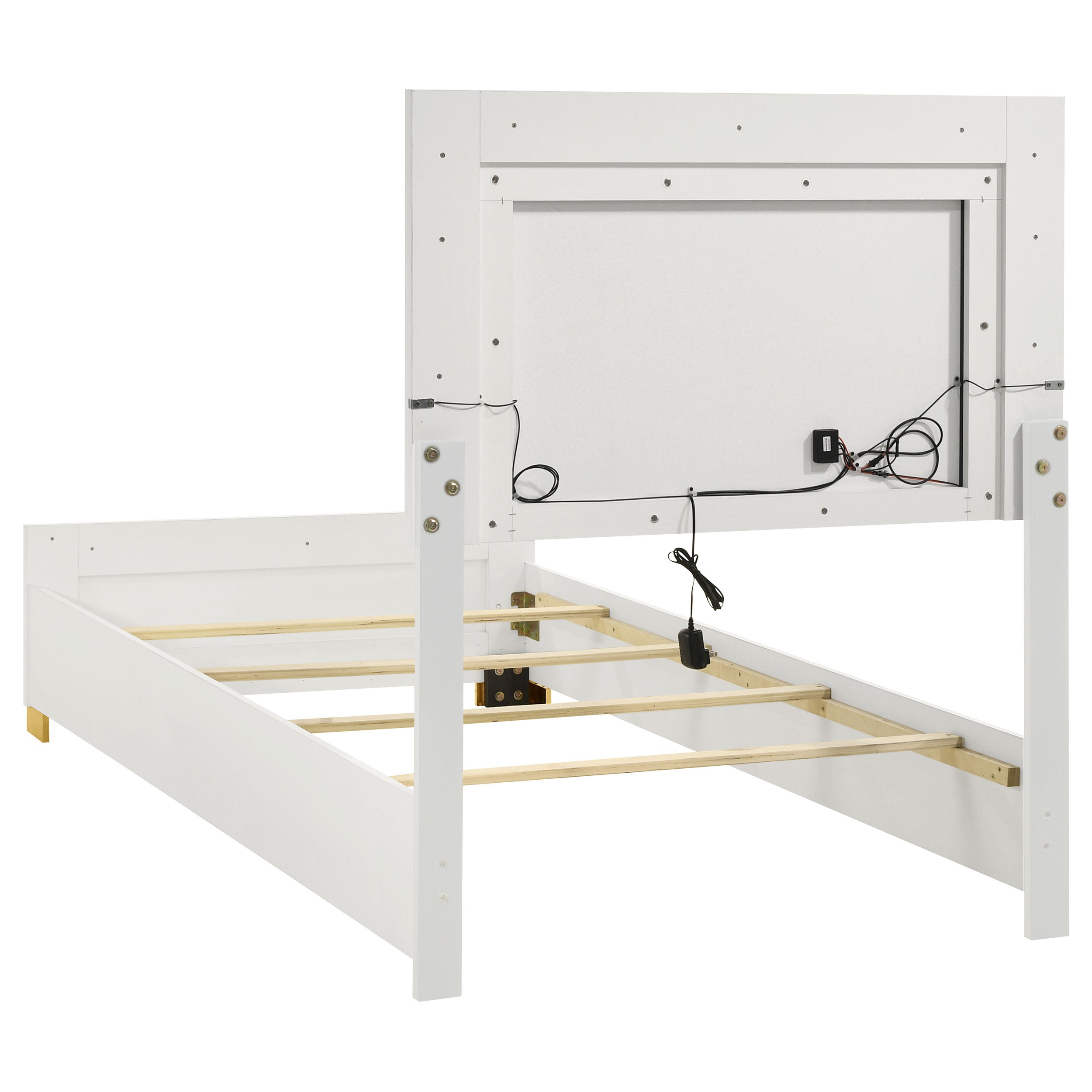 Marceline Wood Twin LED Panel Bed White-