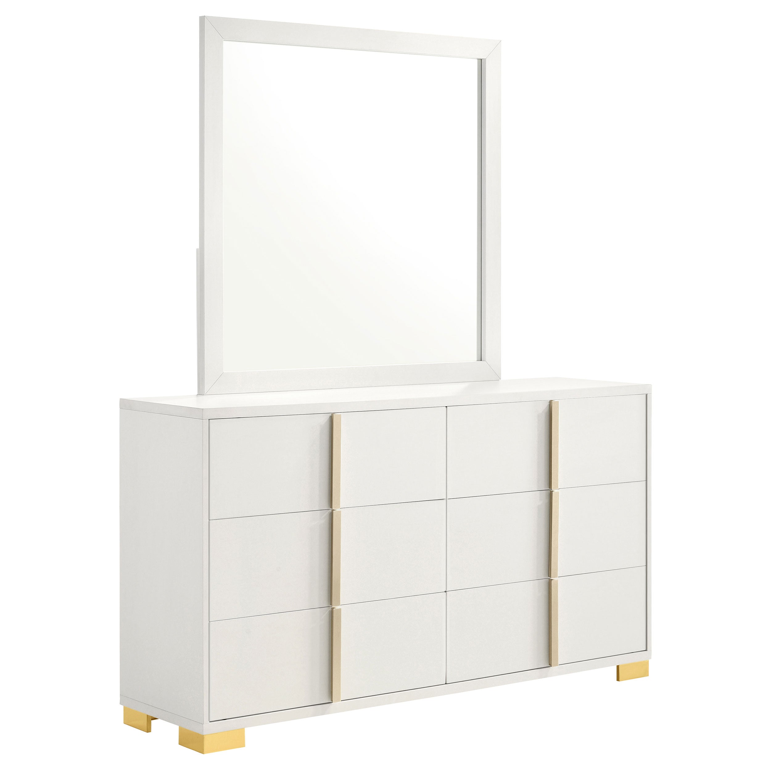 Marceline 6-drawer Dresser with Mirror White-