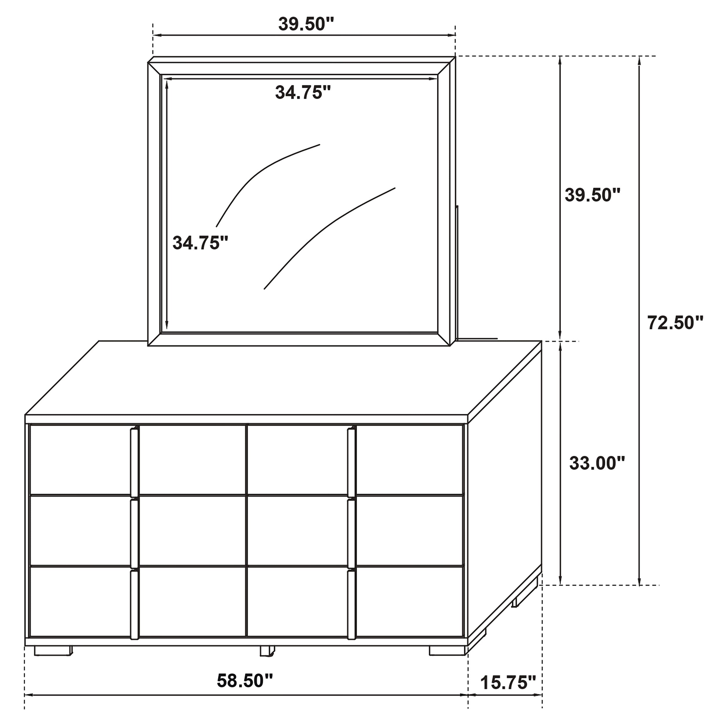 Marceline 6-drawer Dresser with Mirror White-