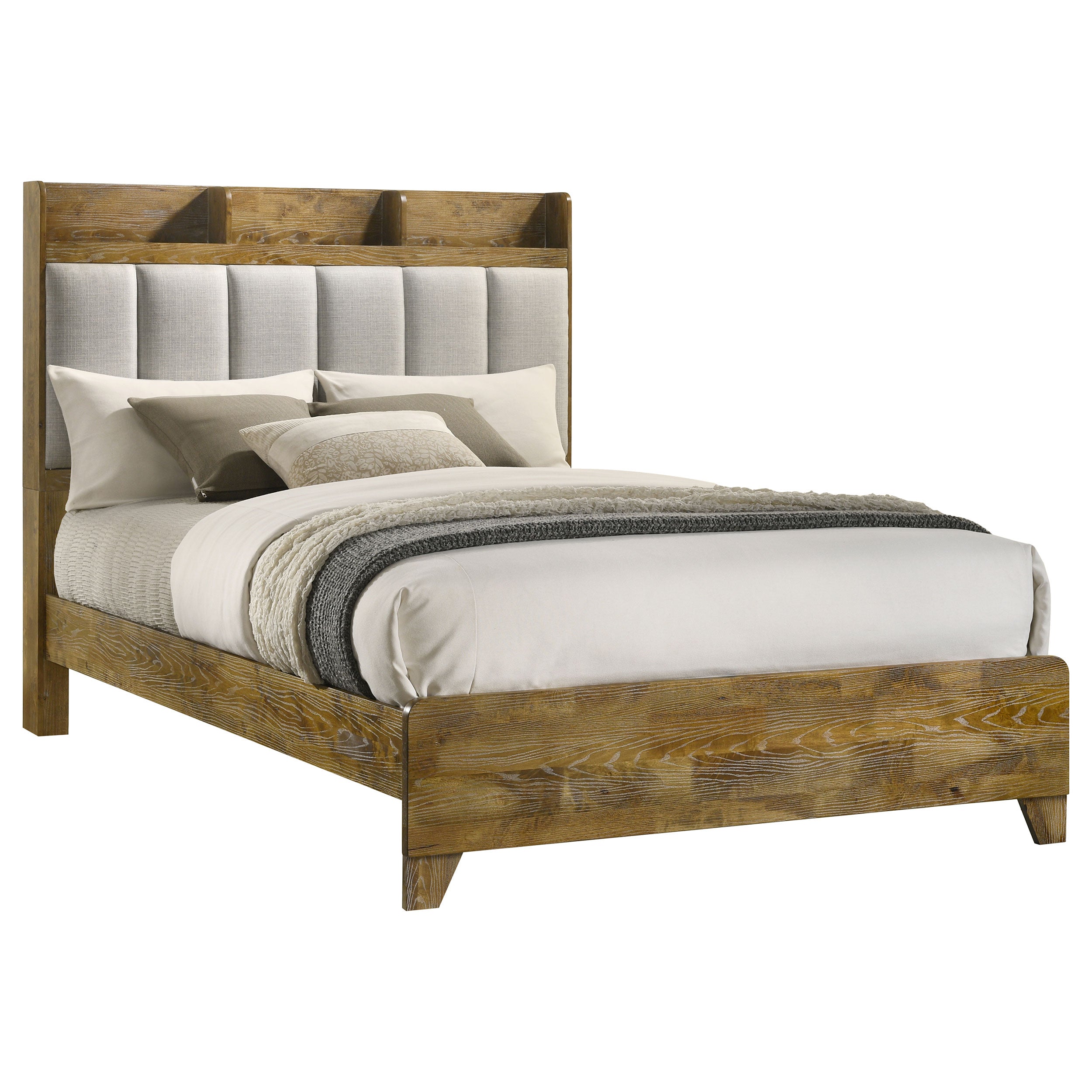 Henderson 57-inch Queen Bookcase Panel Bed Medium Oak-