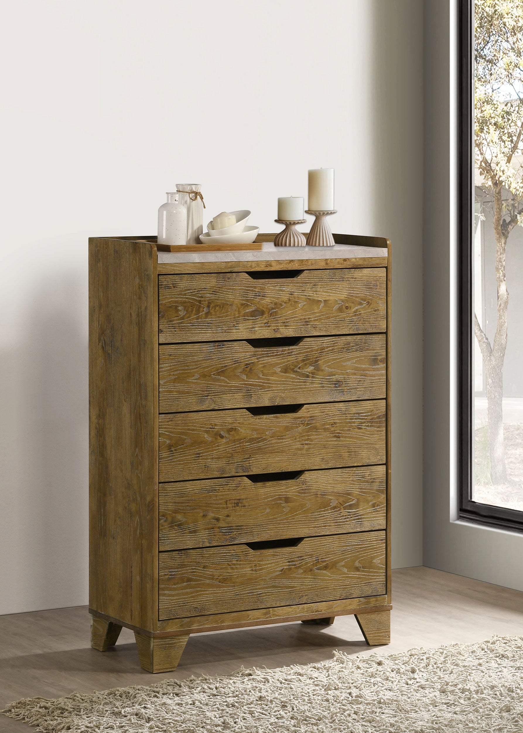 Henderson 5-drawer Bedroom Chest of Drawers Medium Oak-