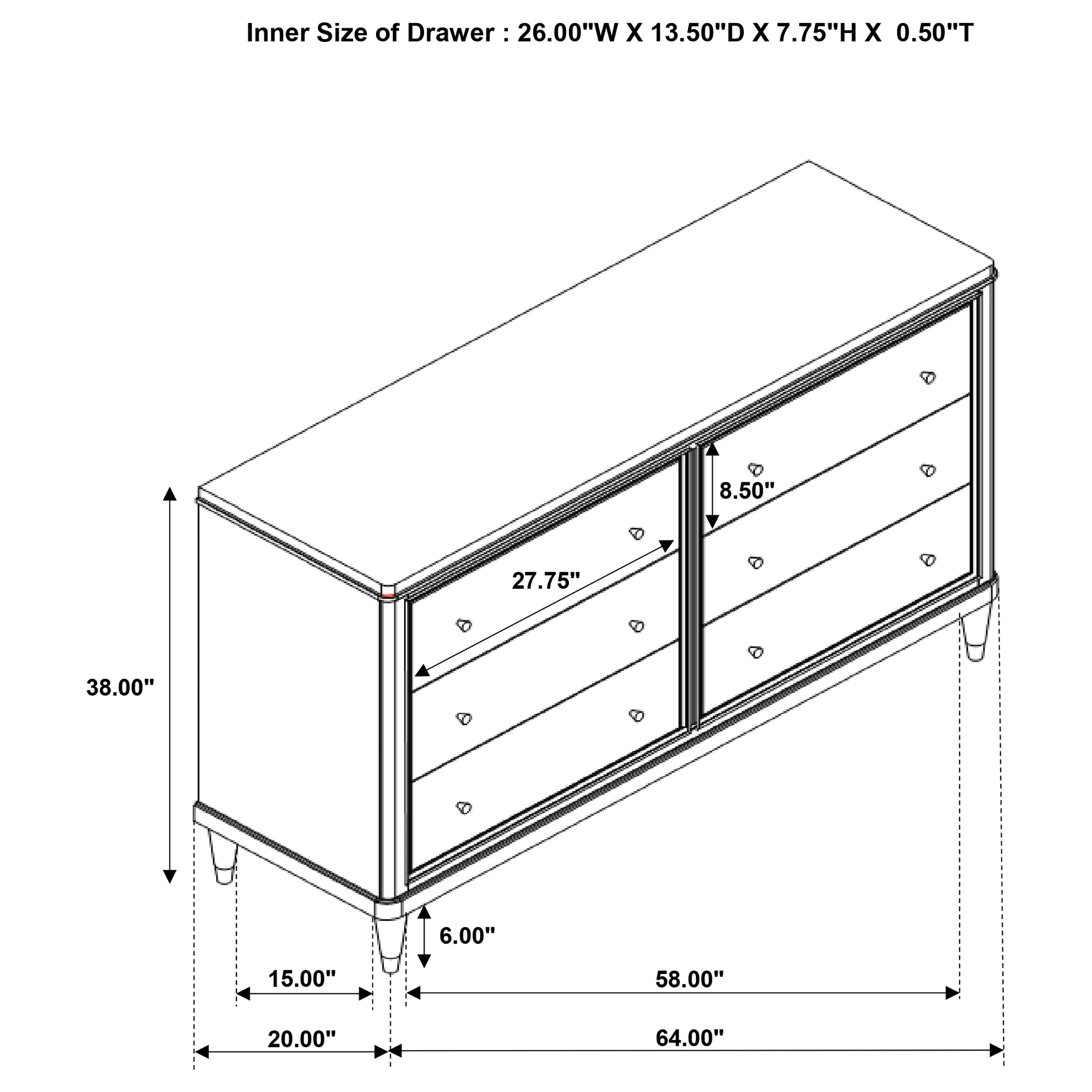Emberlyn 6-drawer Dresser Brown-