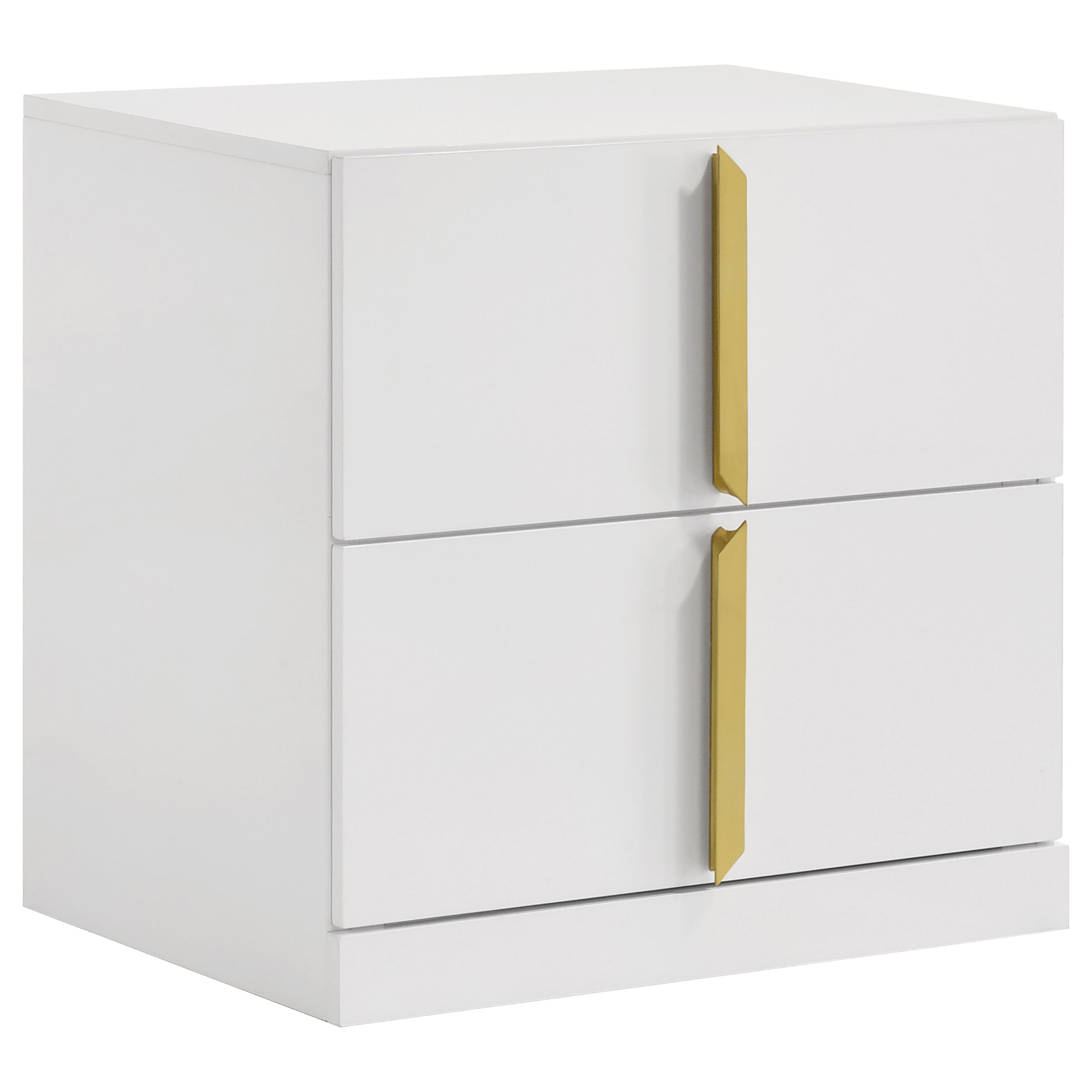 Ines 2-drawer Nightstand Bedside Table White High Gloss-