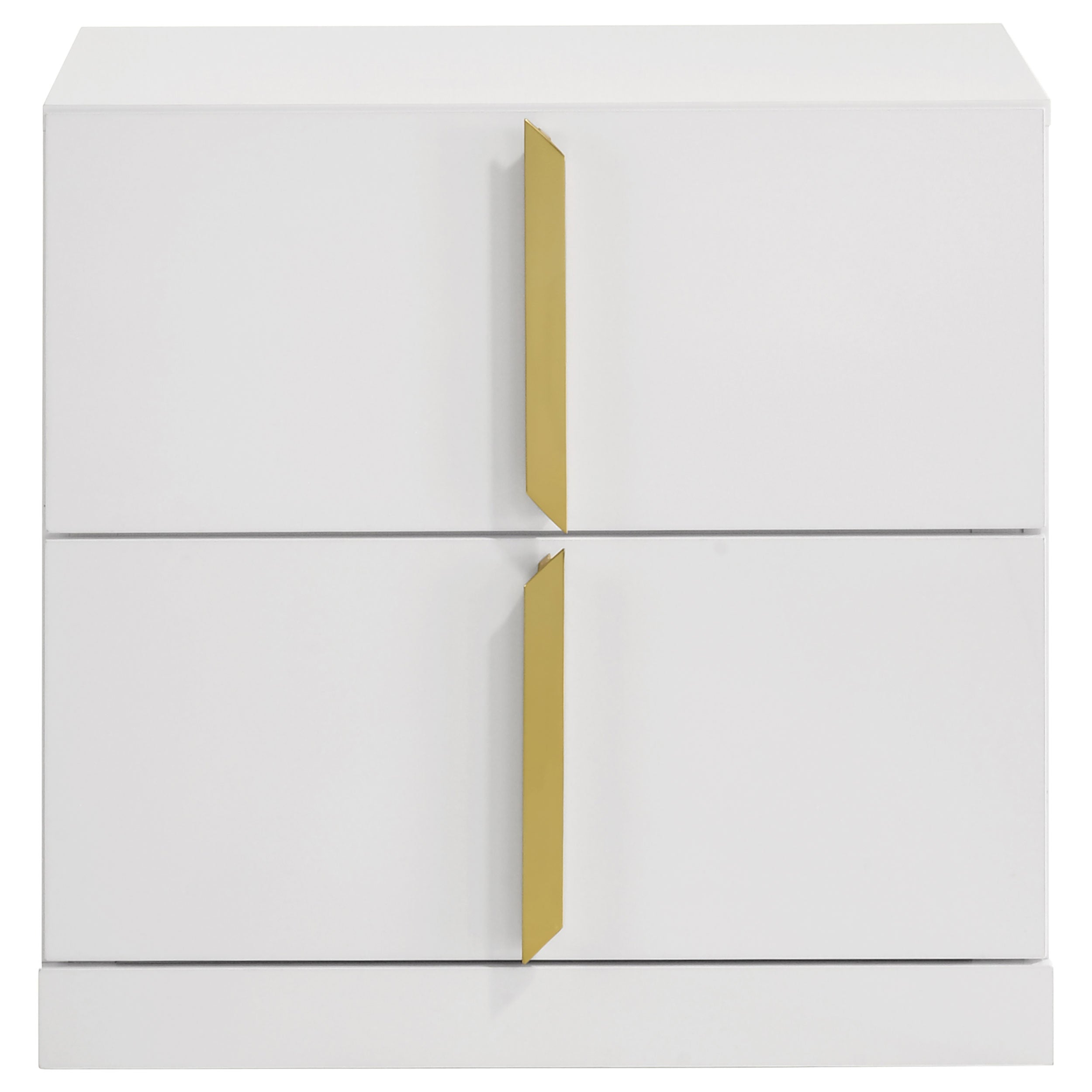 Ines 2-drawer Nightstand Bedside Table White High Gloss-