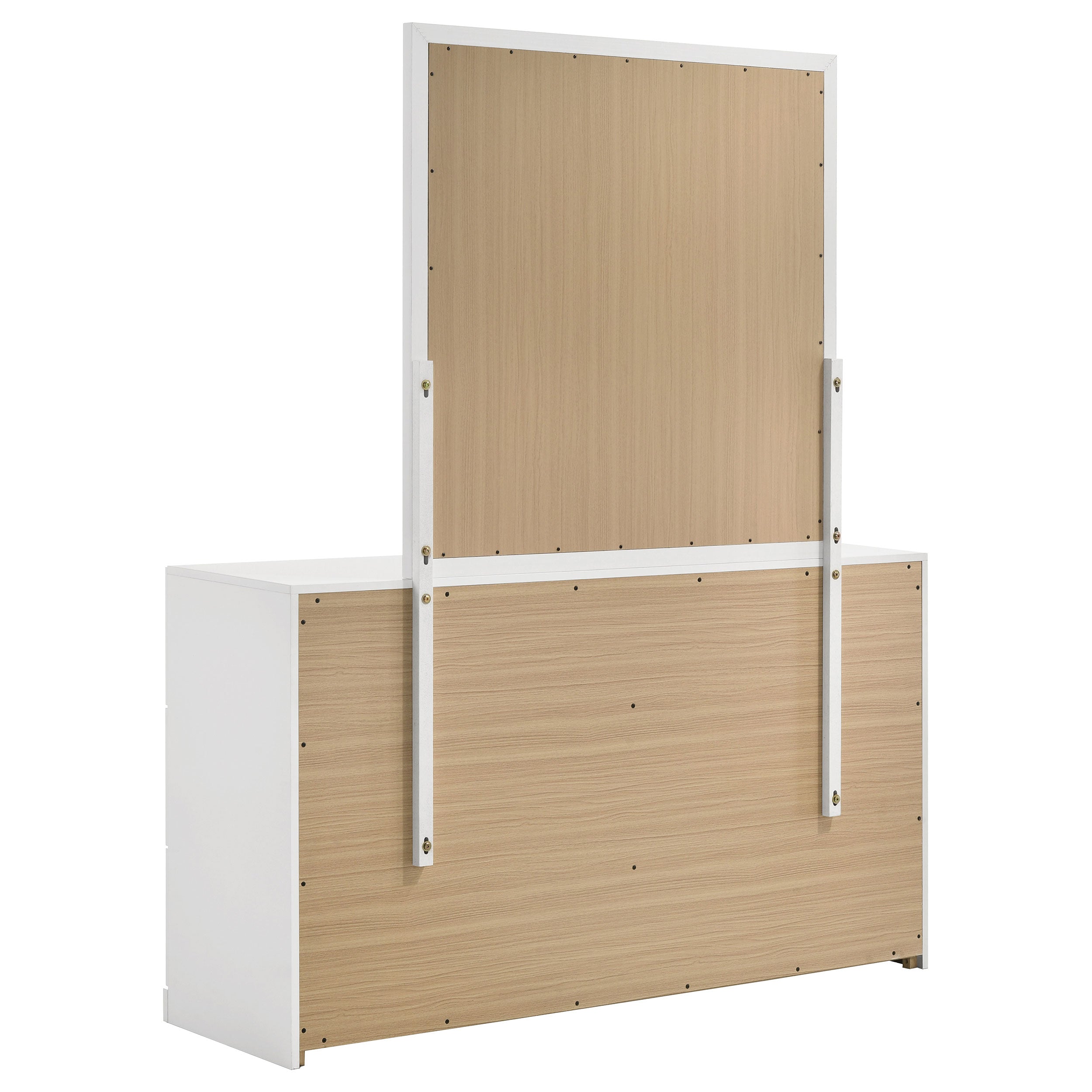 Ines 6-drawer Bedroom Dresser with Mirror White High Gloss-