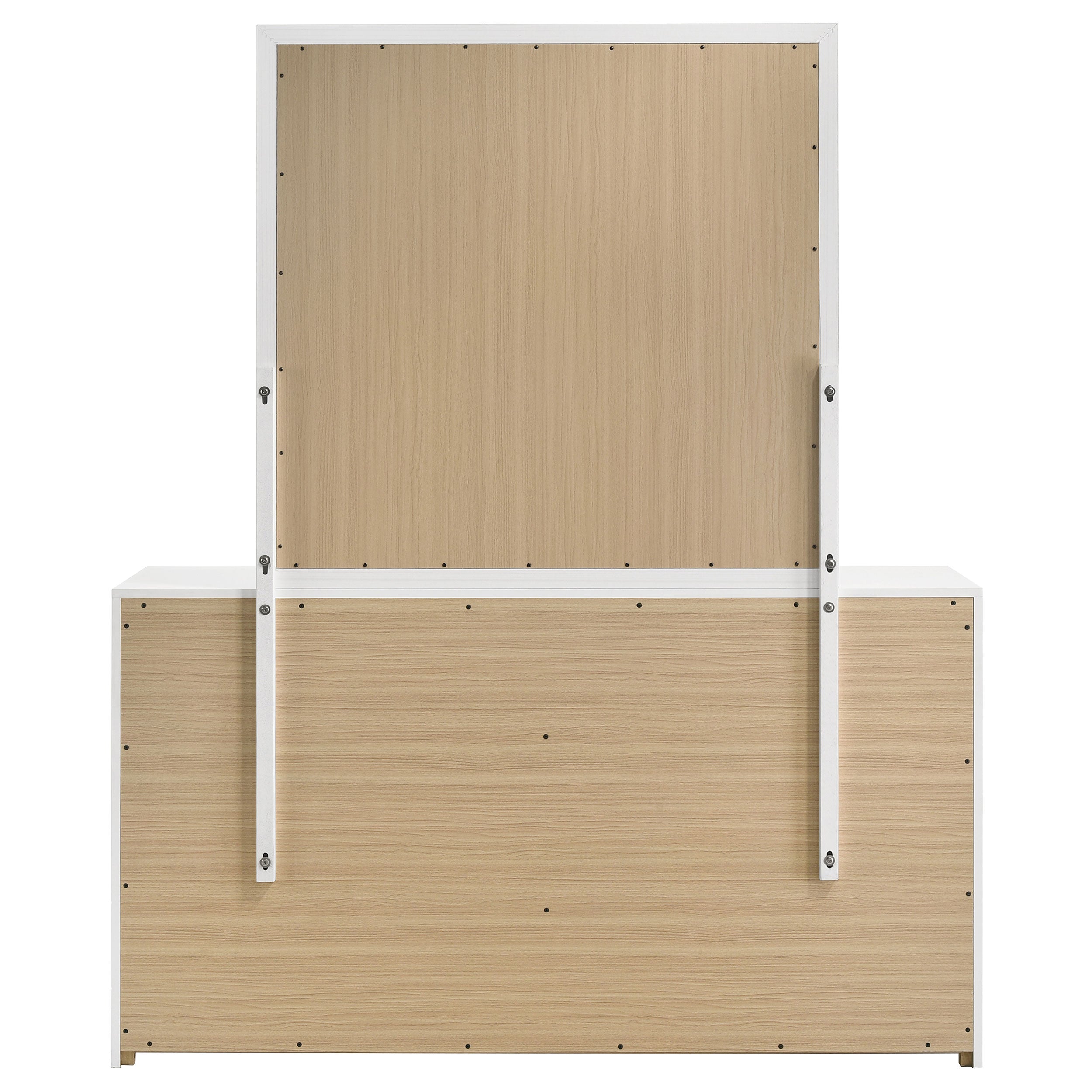 Ines 6-drawer Bedroom Dresser with Mirror White High Gloss-