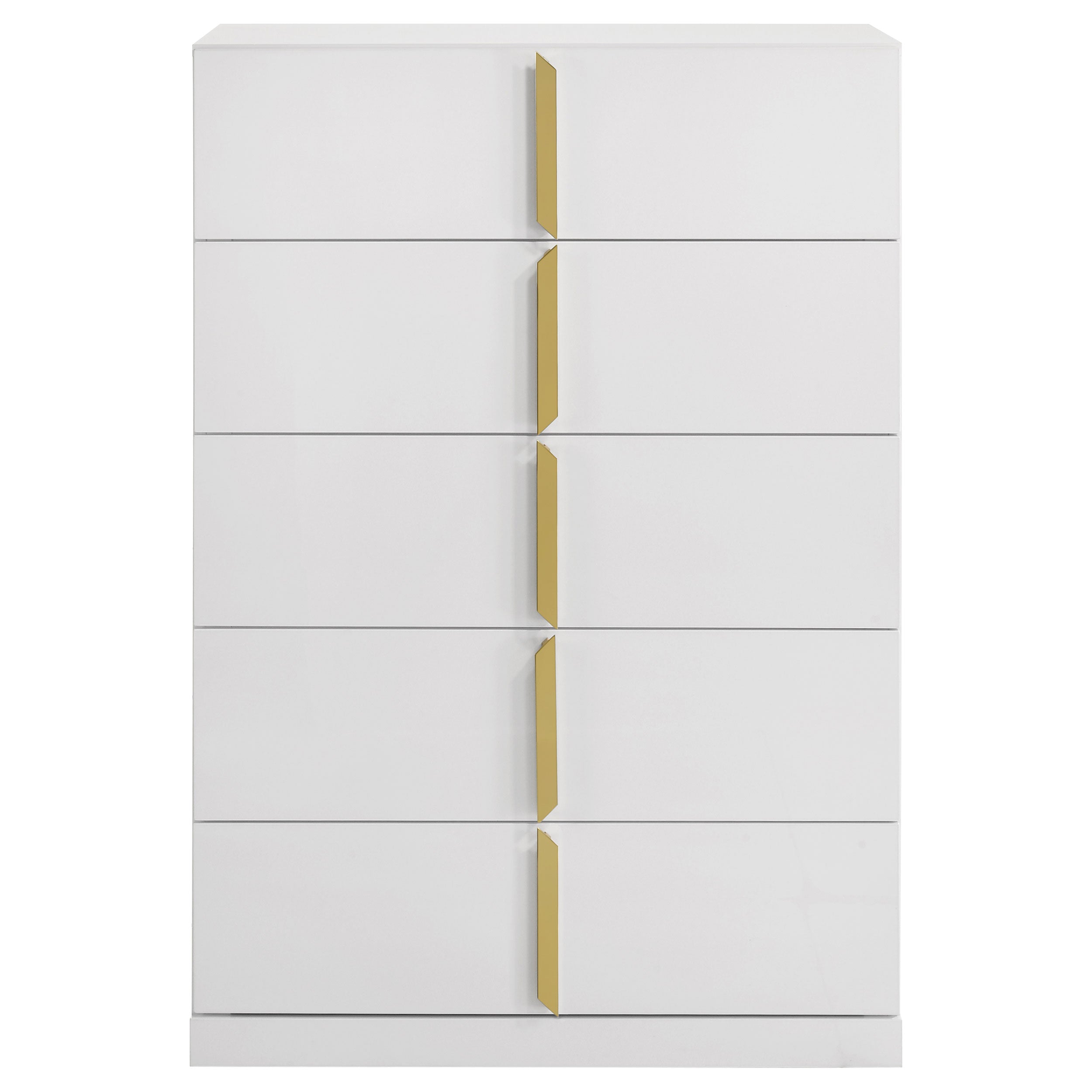 Ines 5-drawer Bedroom Chest of Drawers White High Gloss-