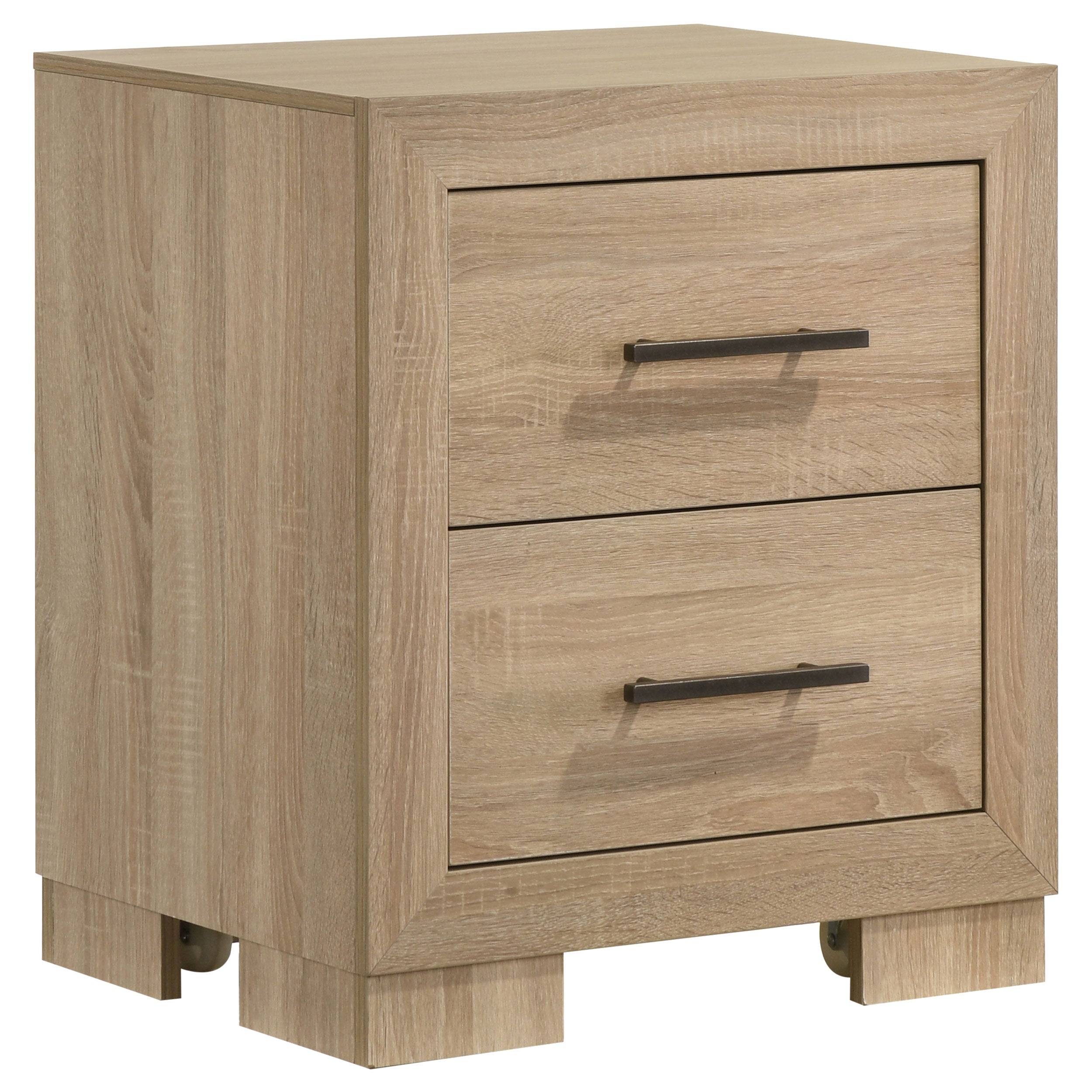 Arielle 2-drawer Bedroom Nightstand with Casters Light Oak-