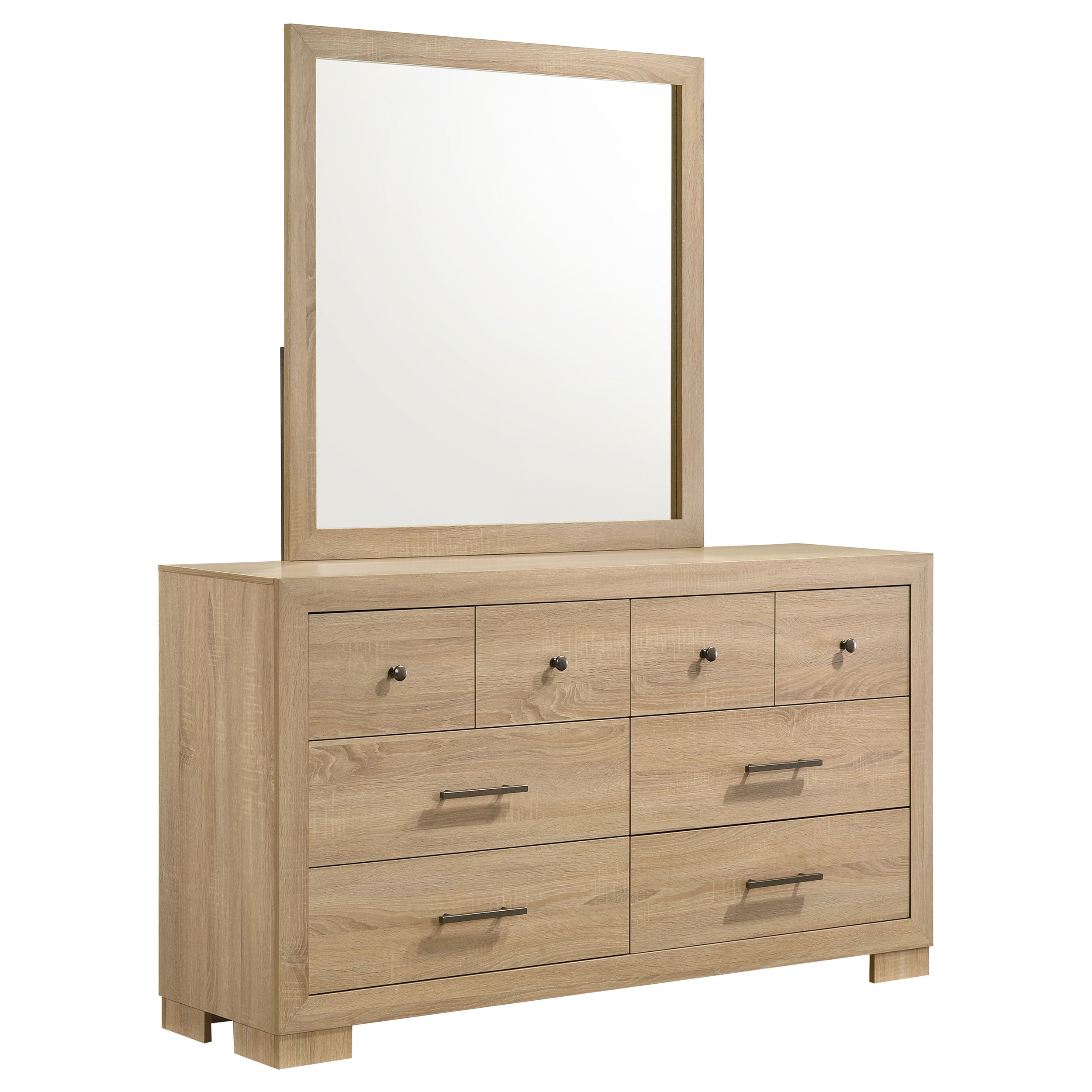 Arielle 6-drawer Bedroom Dresser with Mirror Light Oak-