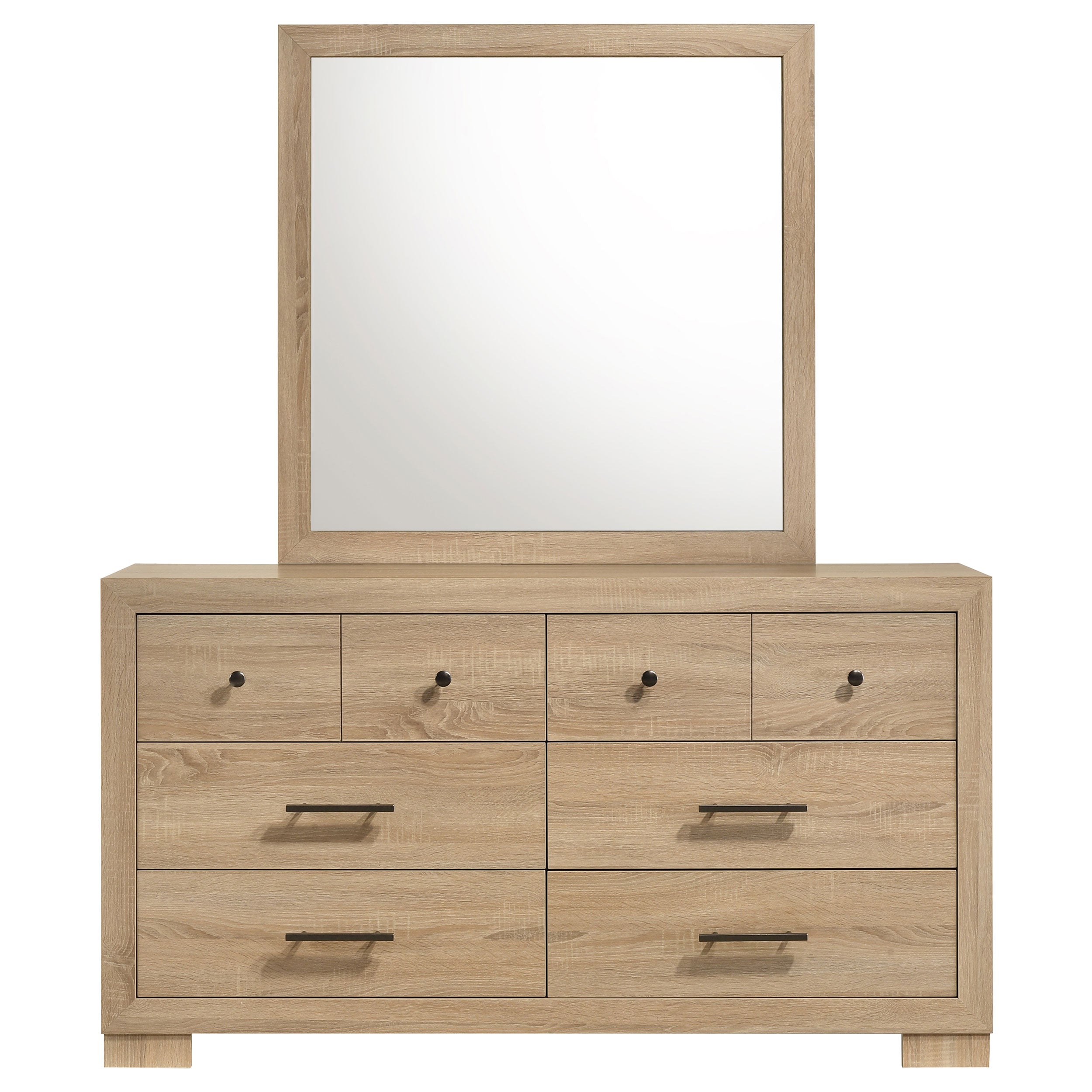 Arielle 6-drawer Bedroom Dresser with Mirror Light Oak-