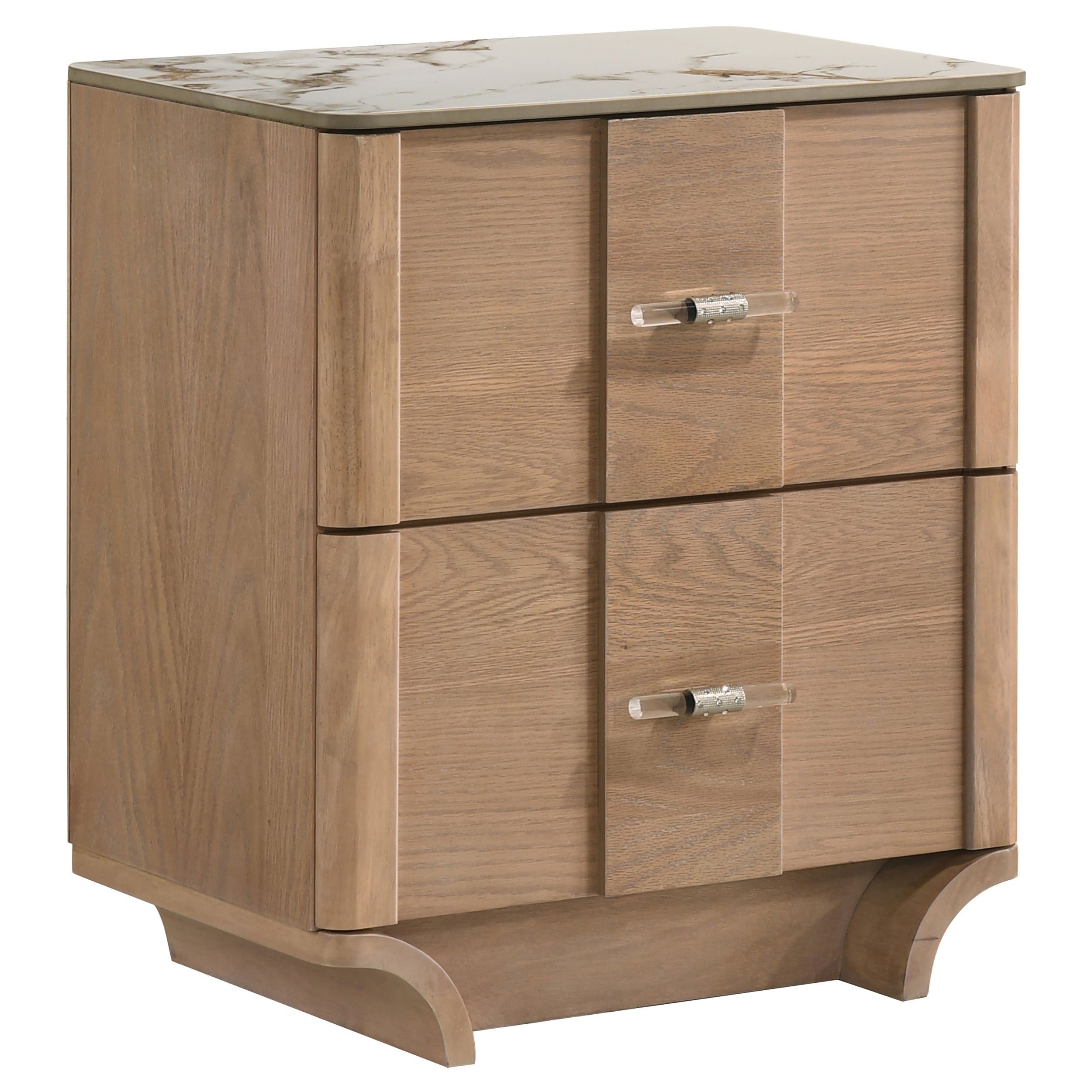 Leanne 2-drawer Sinter Stone Top Nightstand Light Oak-