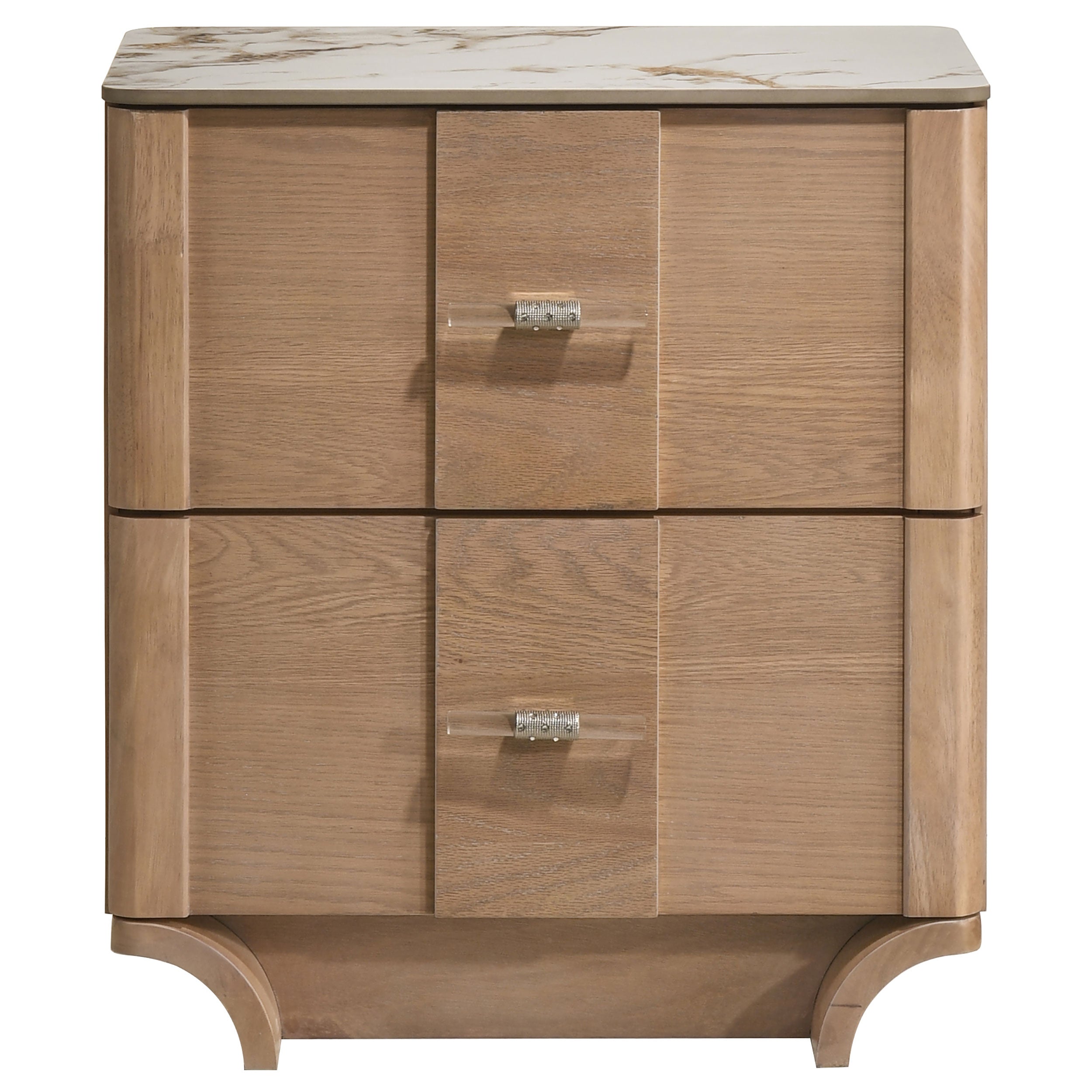 Leanne 2-drawer Sinter Stone Top Nightstand Light Oak-