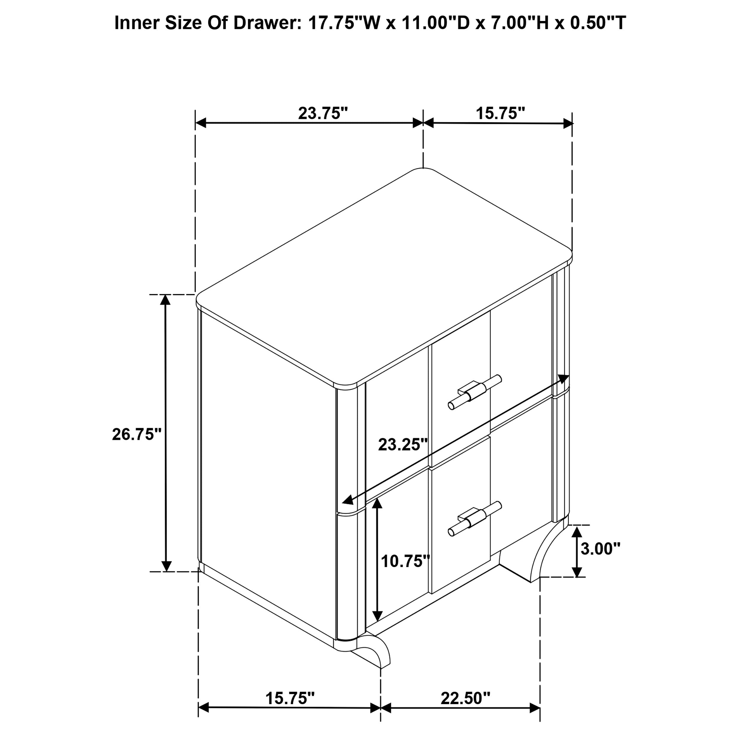 Leanne 2-drawer Sinter Stone Top Nightstand Light Oak-