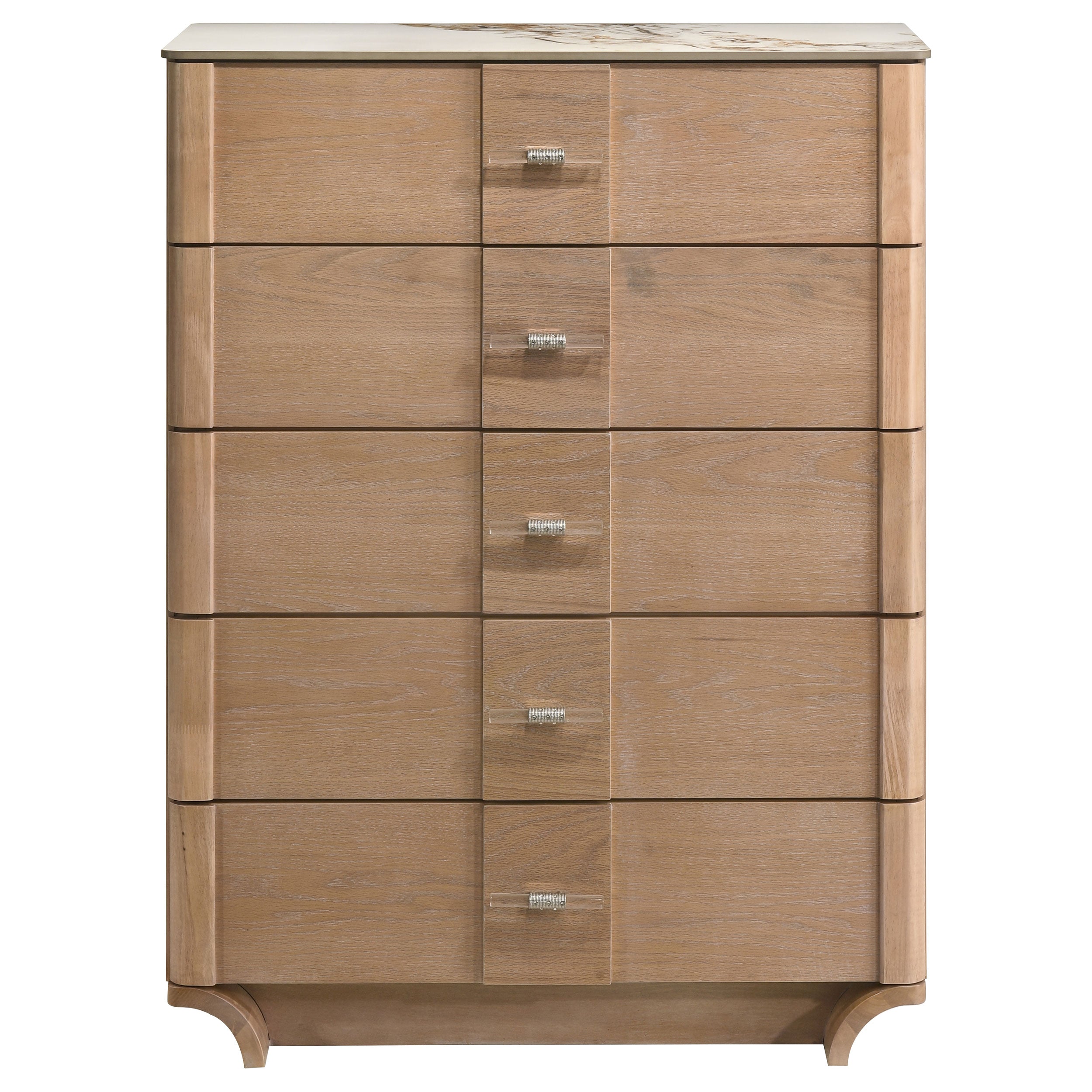 Leanne 5-drawer Sinter Stone Top Chest of Drawers Light Oak-