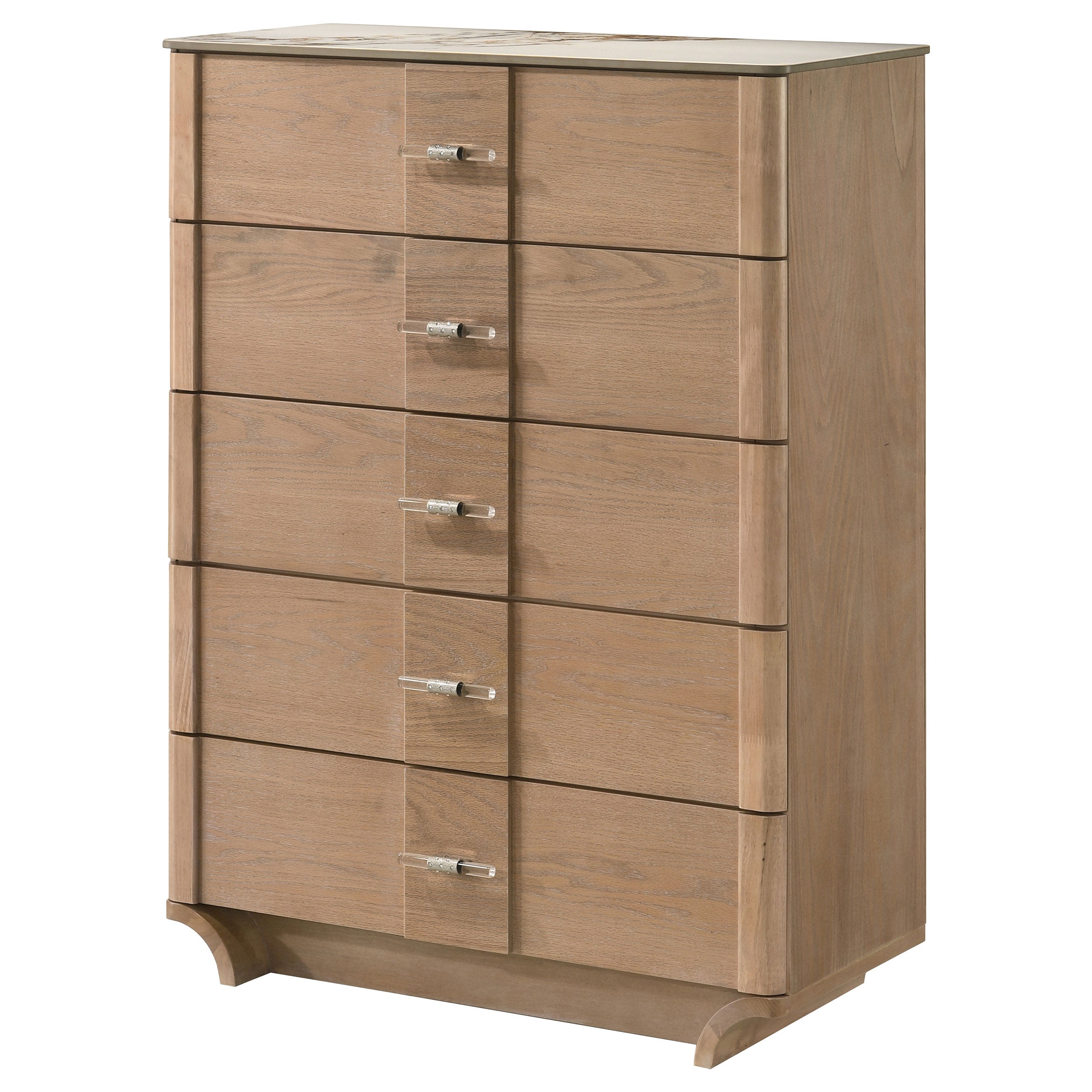 Leanne 5-drawer Sinter Stone Top Chest of Drawers Light Oak-