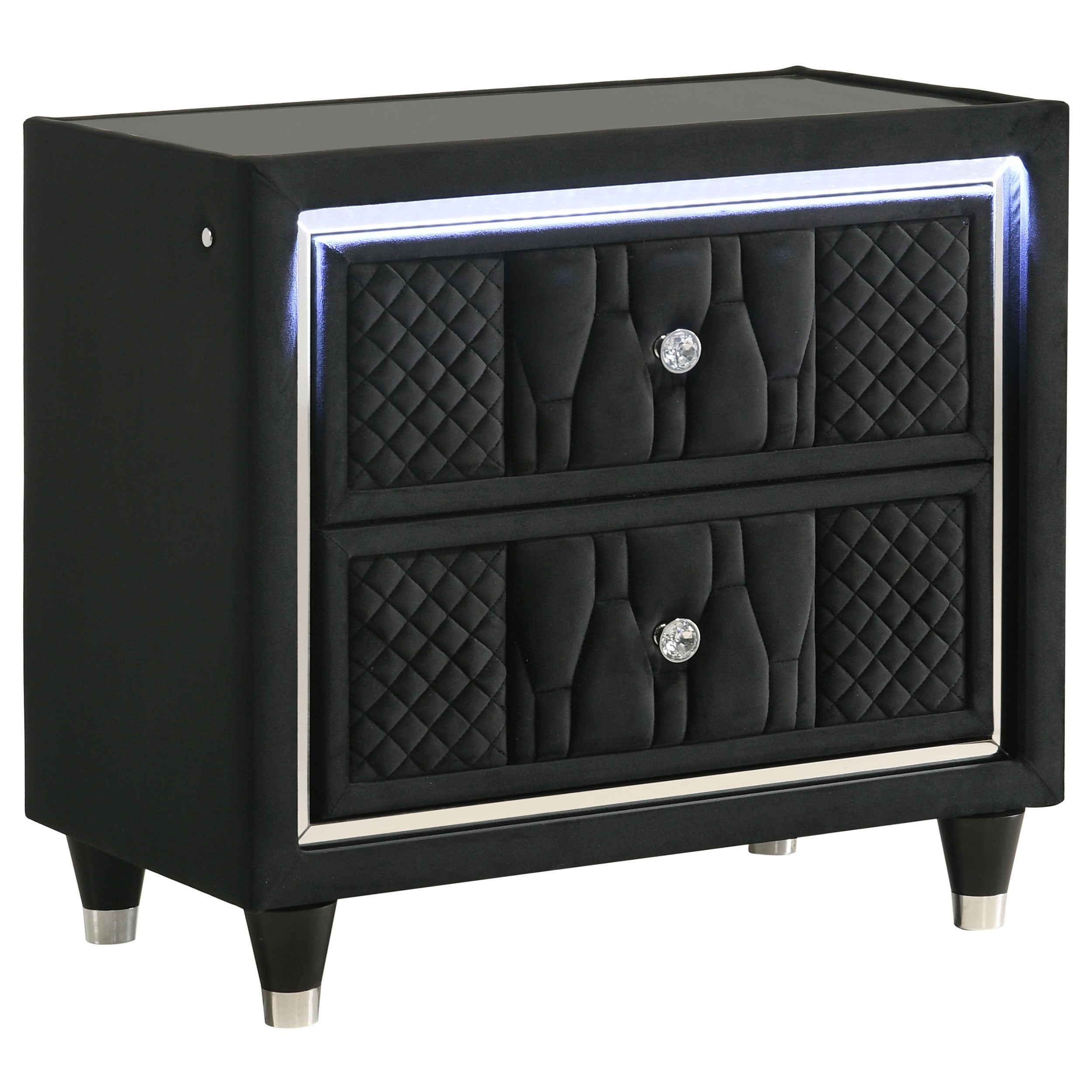 Lorient 2-drawer LED Nightstand with USB Black-