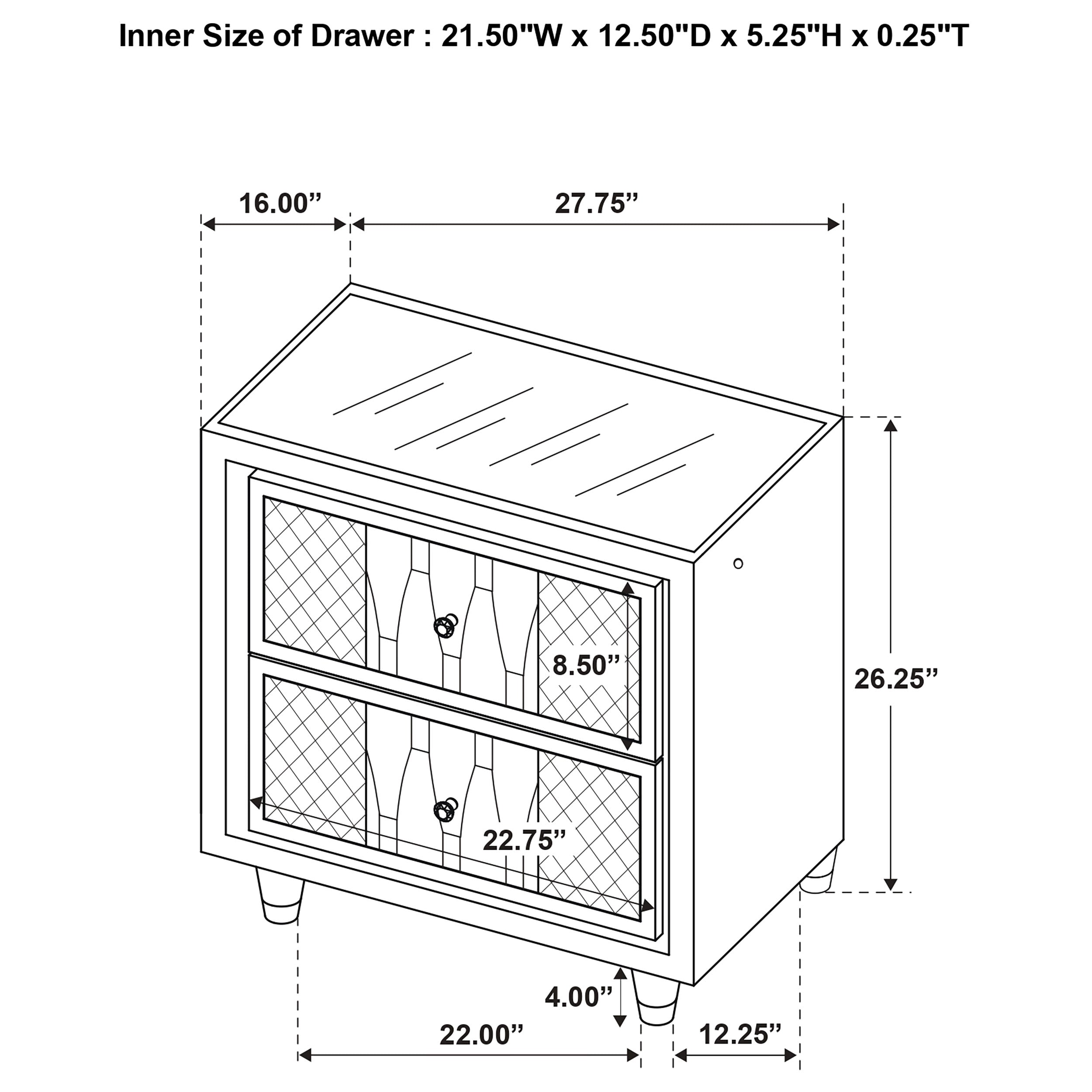 Lorient 2-drawer LED Nightstand with USB Black-