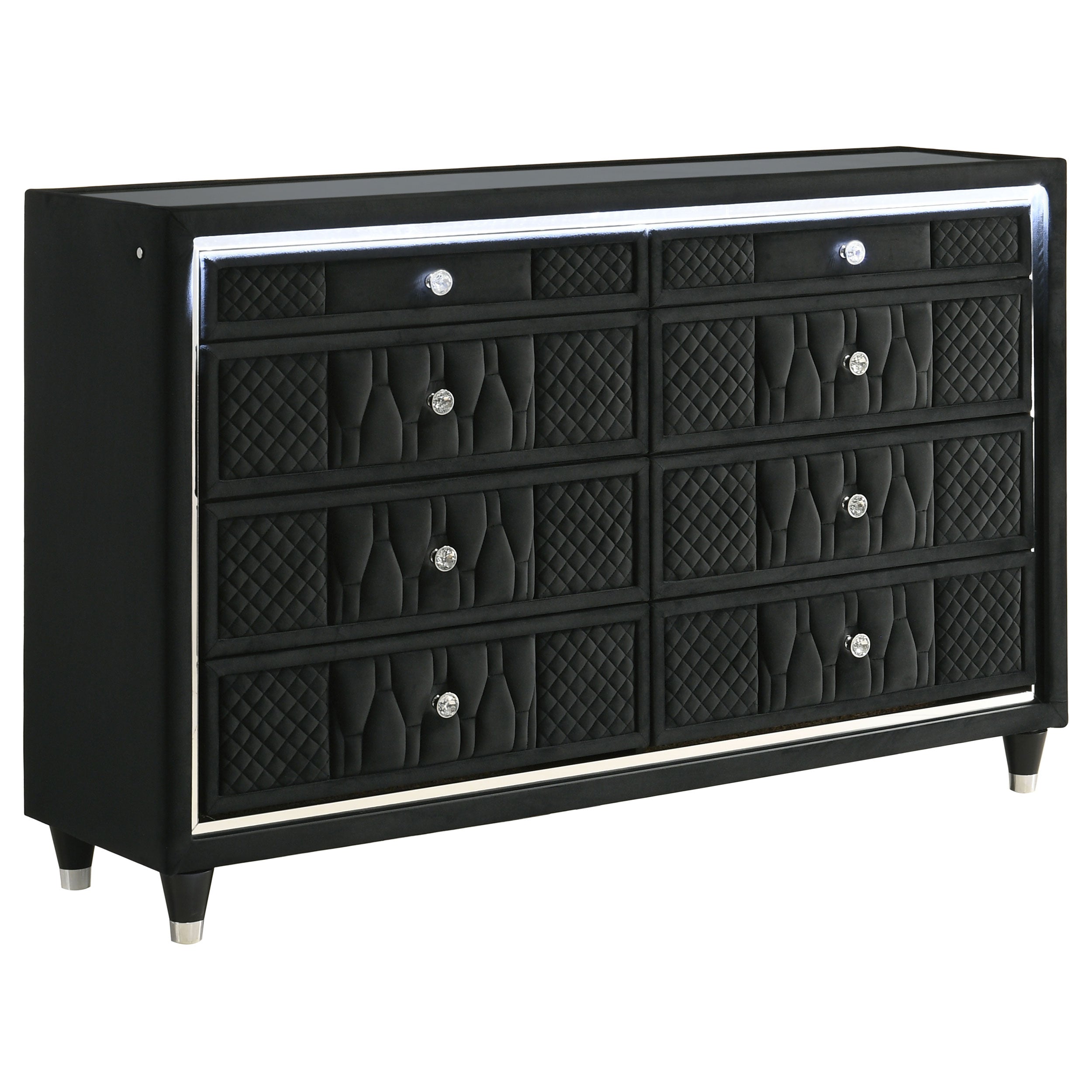 Lorient 8-drawer LED Bedroom Dresser Cabinet Black-
