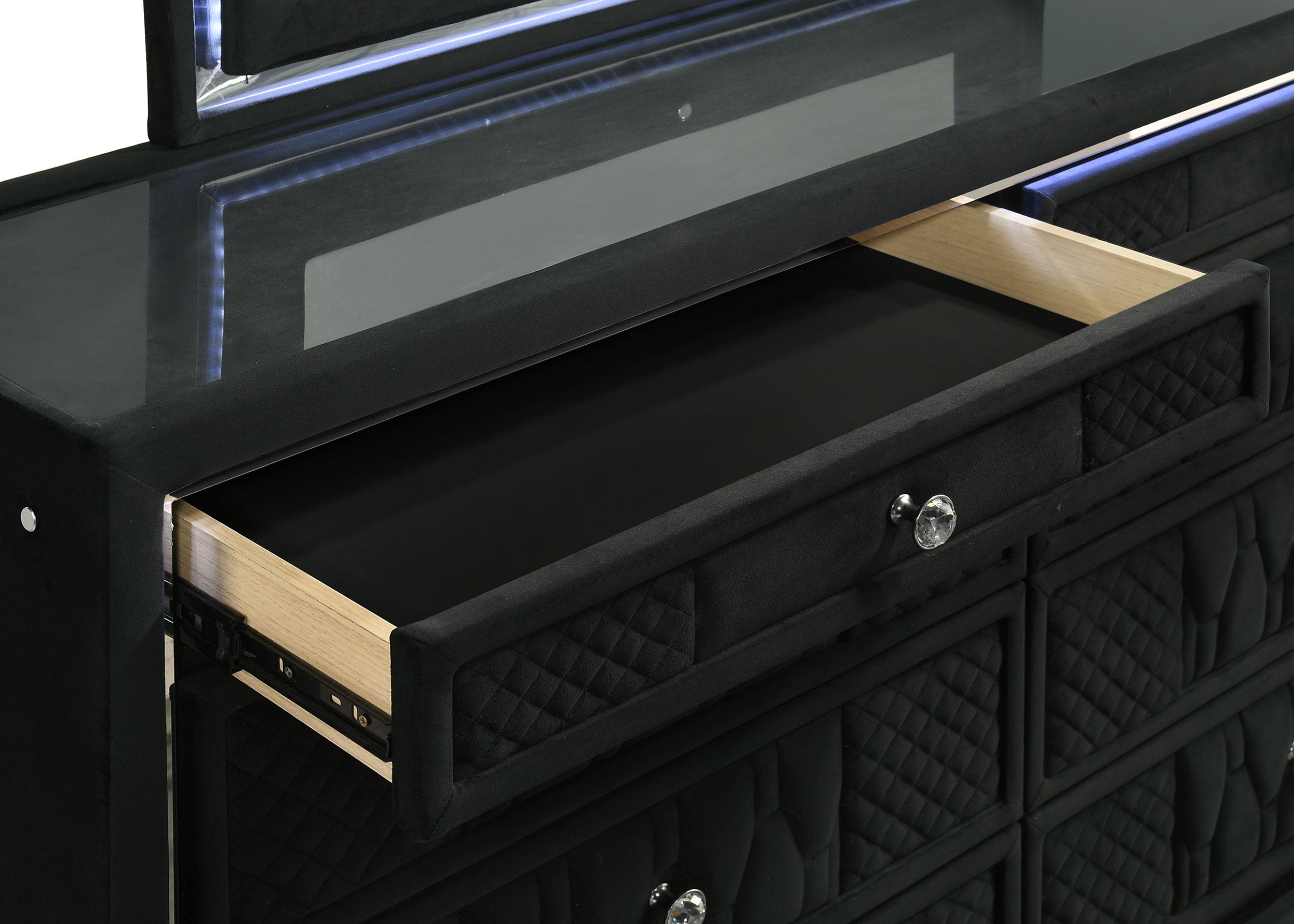 Lorient 8-drawer LED Bedroom Dresser Cabinet Black-