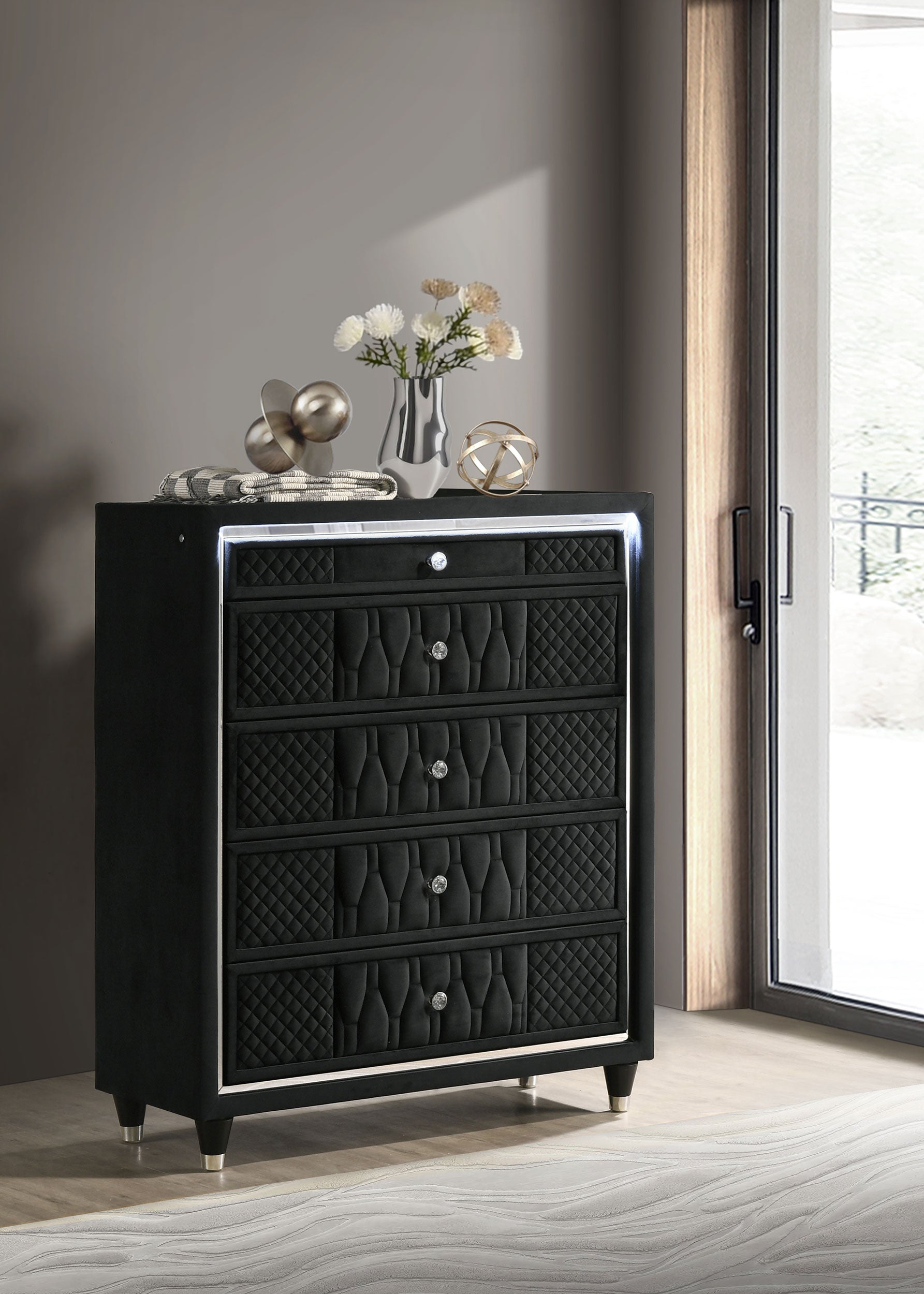 Lorient 5-drawer LED Chest of Drawers Black-