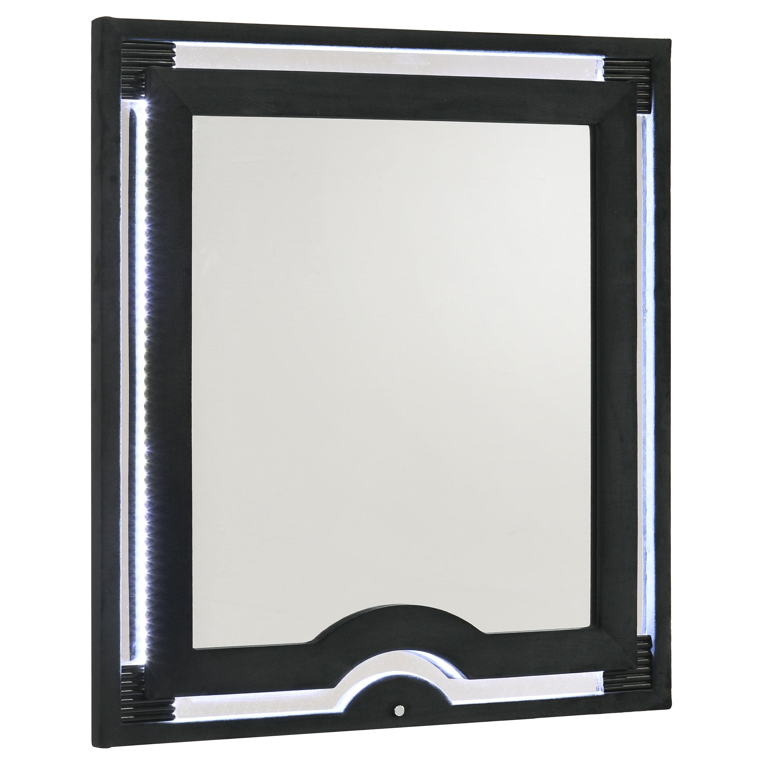 Ravenne Velvet Upholstered LED Dresser Mirror Black-