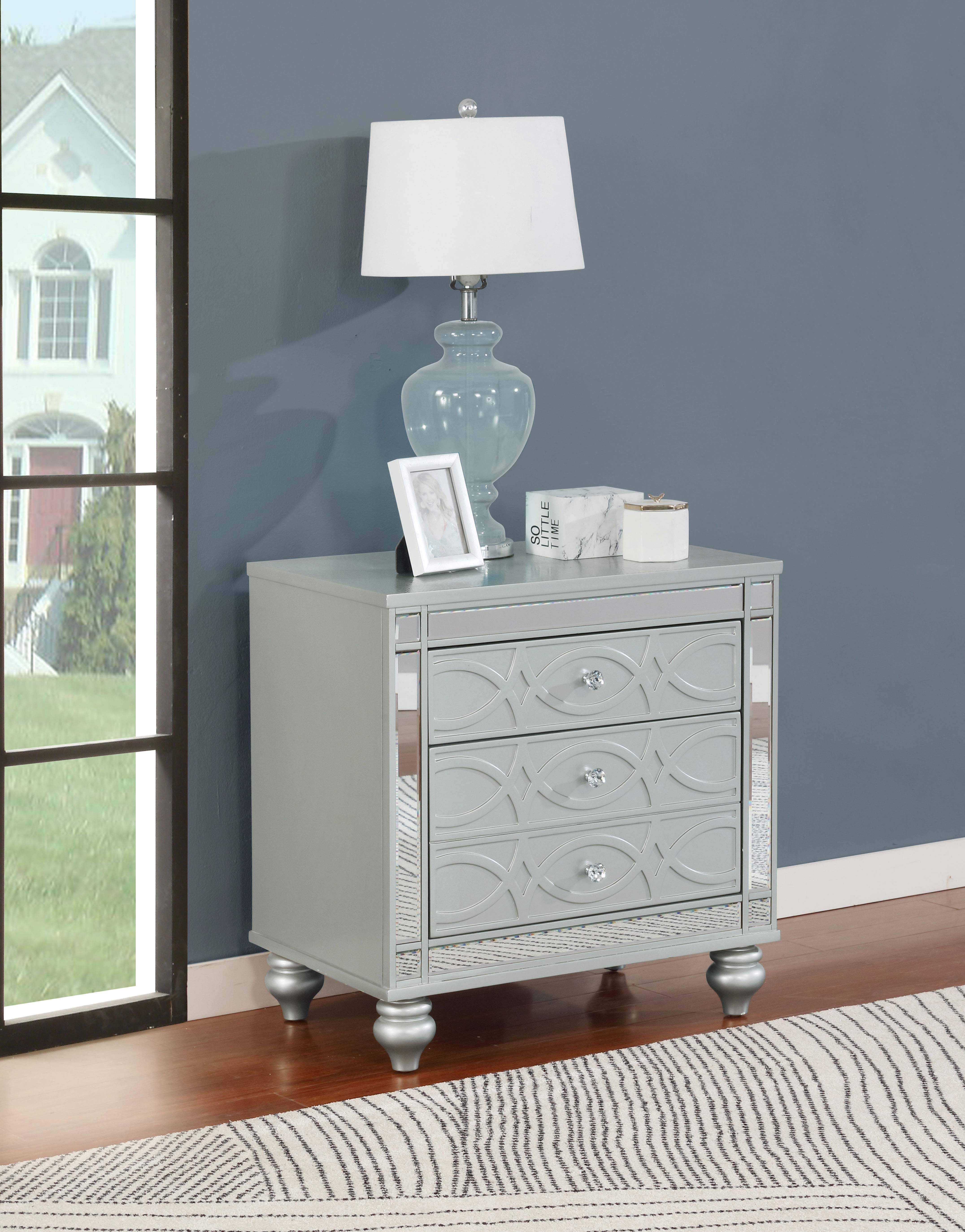 Gunnison 2-drawer Nightstand Silver Metallic-CoasterEssence