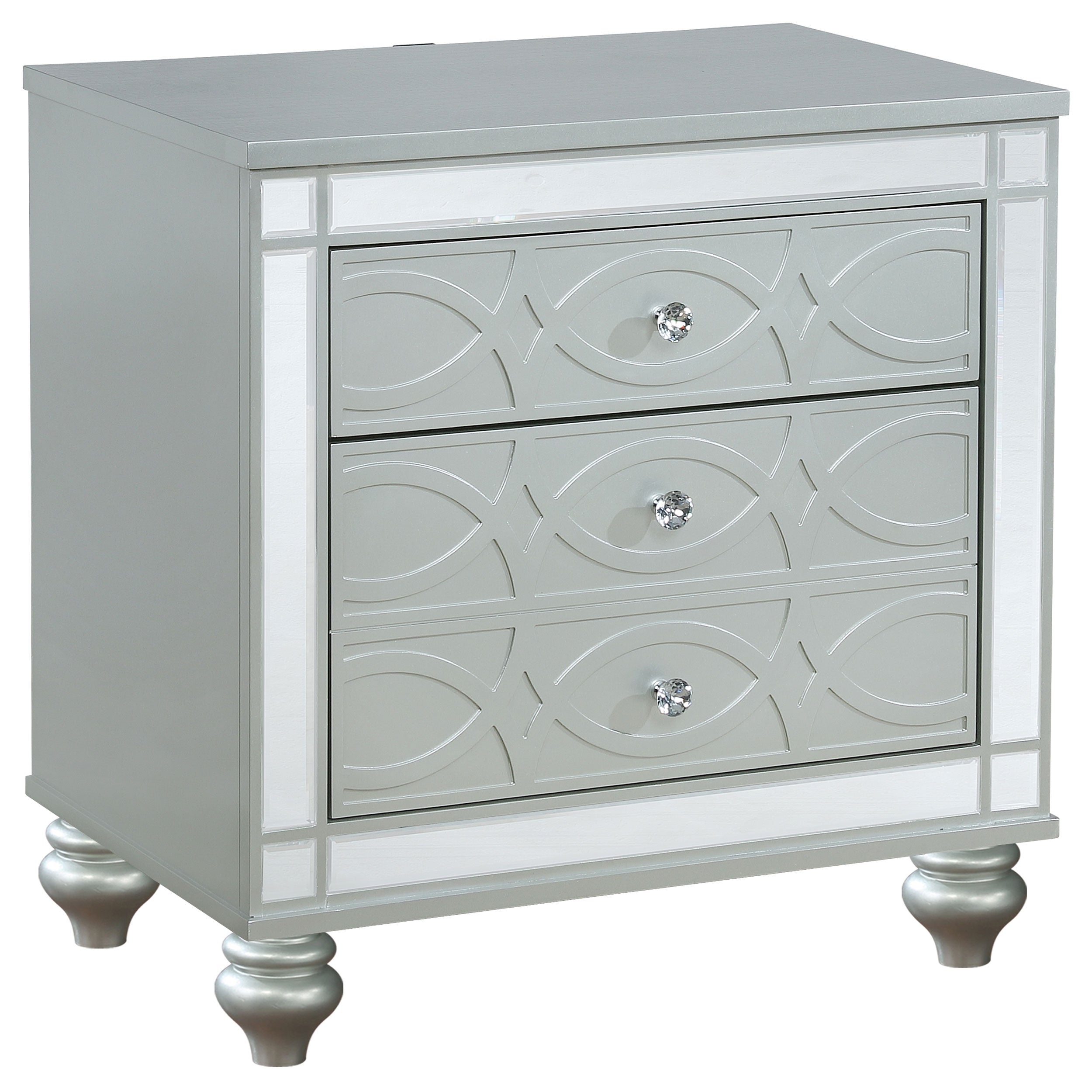 Gunnison 2-drawer Nightstand Silver Metallic-CoasterEssence