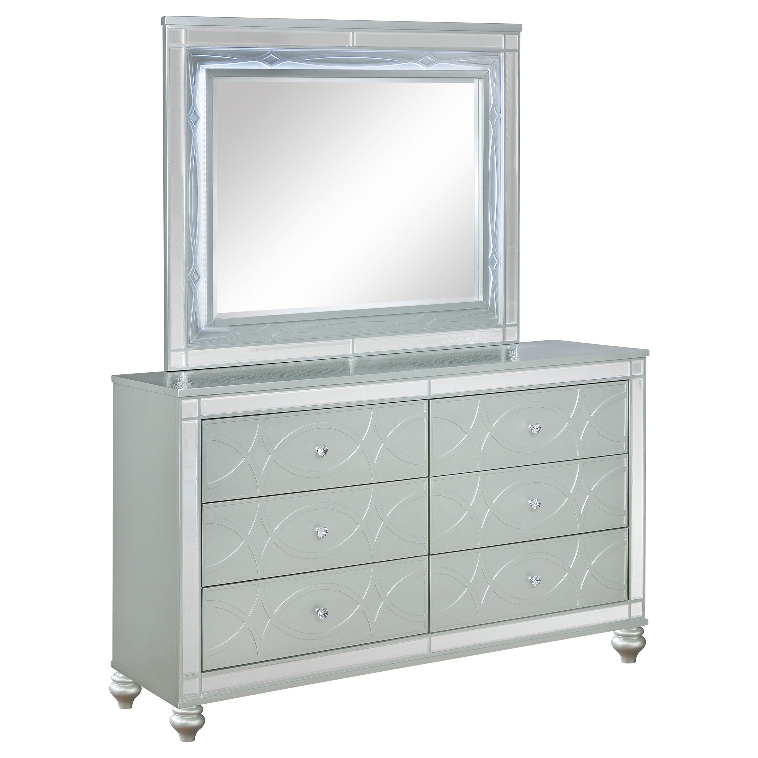 Gunnison 6-drawer Dresser with Mirror Silver Metallic-CoasterEssence