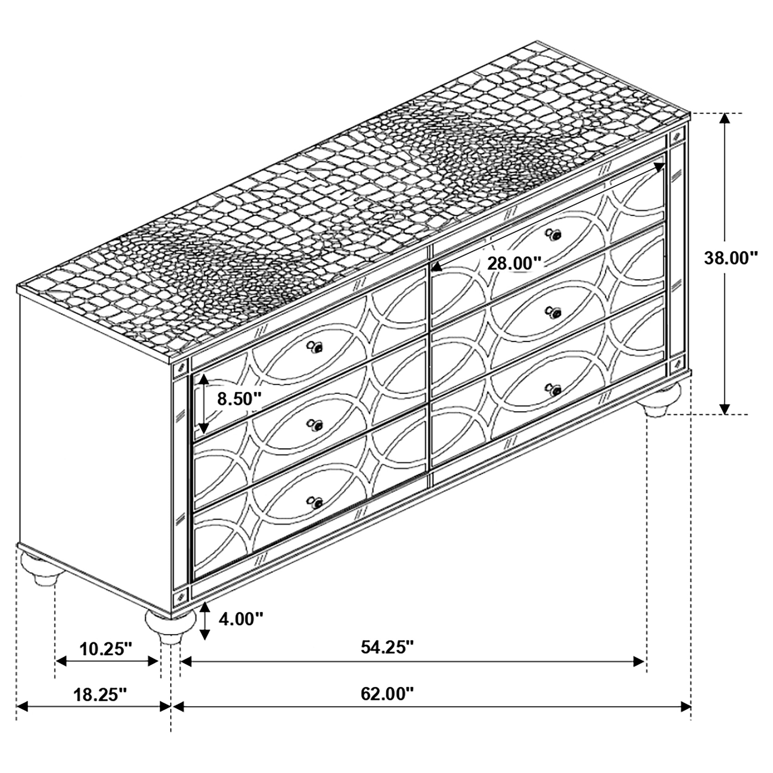 Gunnison 6-drawer Dresser Silver Metallic-CoasterEssence