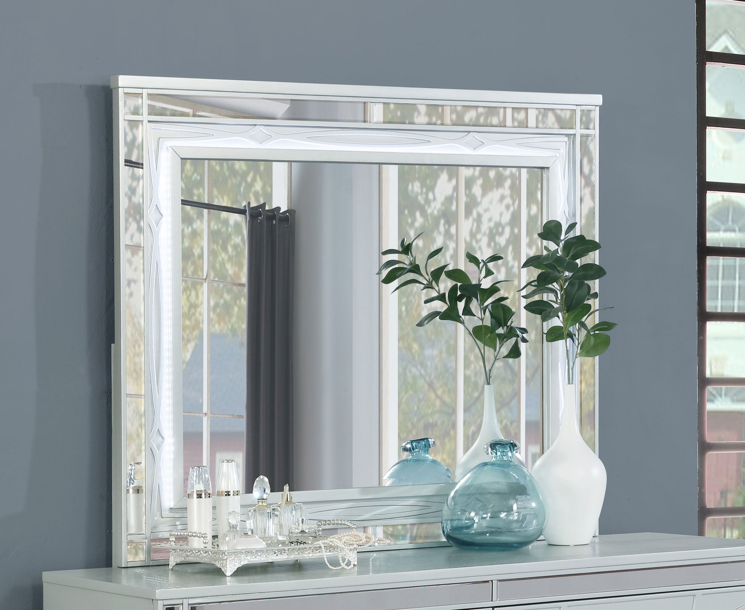 Gunnison Dresser Mirror Silver Metallic-CoasterEssence