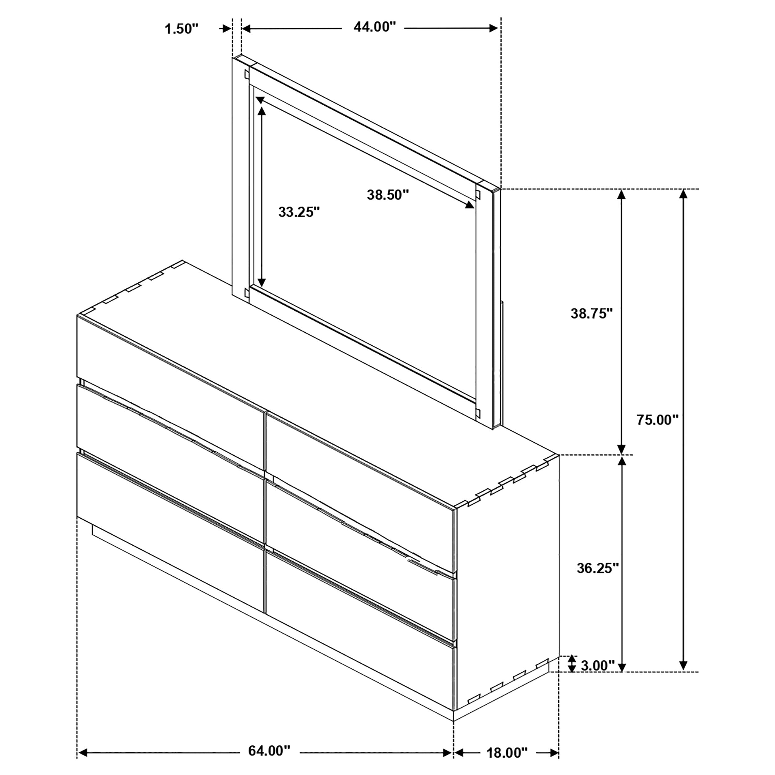 Winslow 6-drawer Dresser with Mirror Smokey Walnut-CoasterElevations
