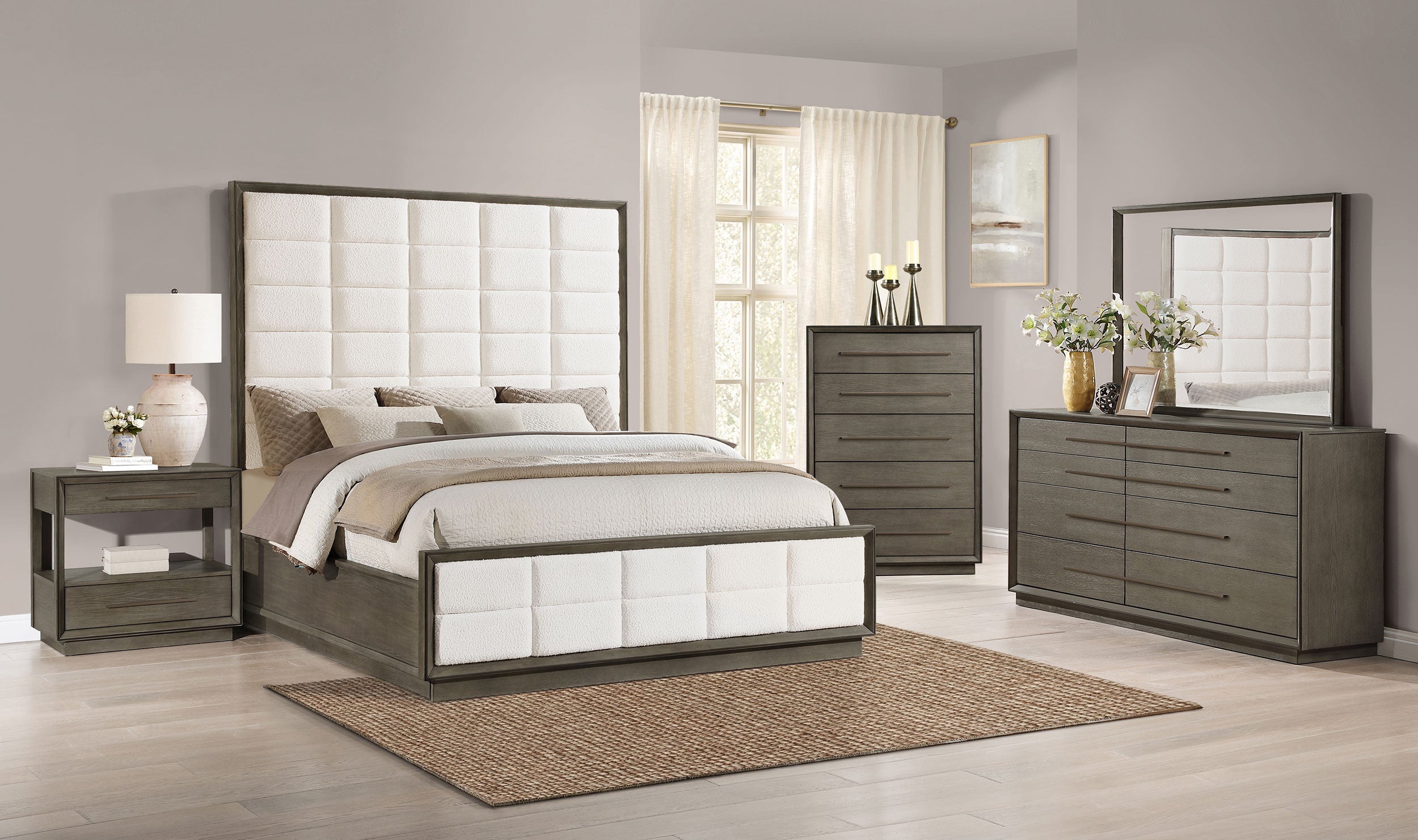 Durango 2-drawer Nightstand Bedside Table Taupe Oak-