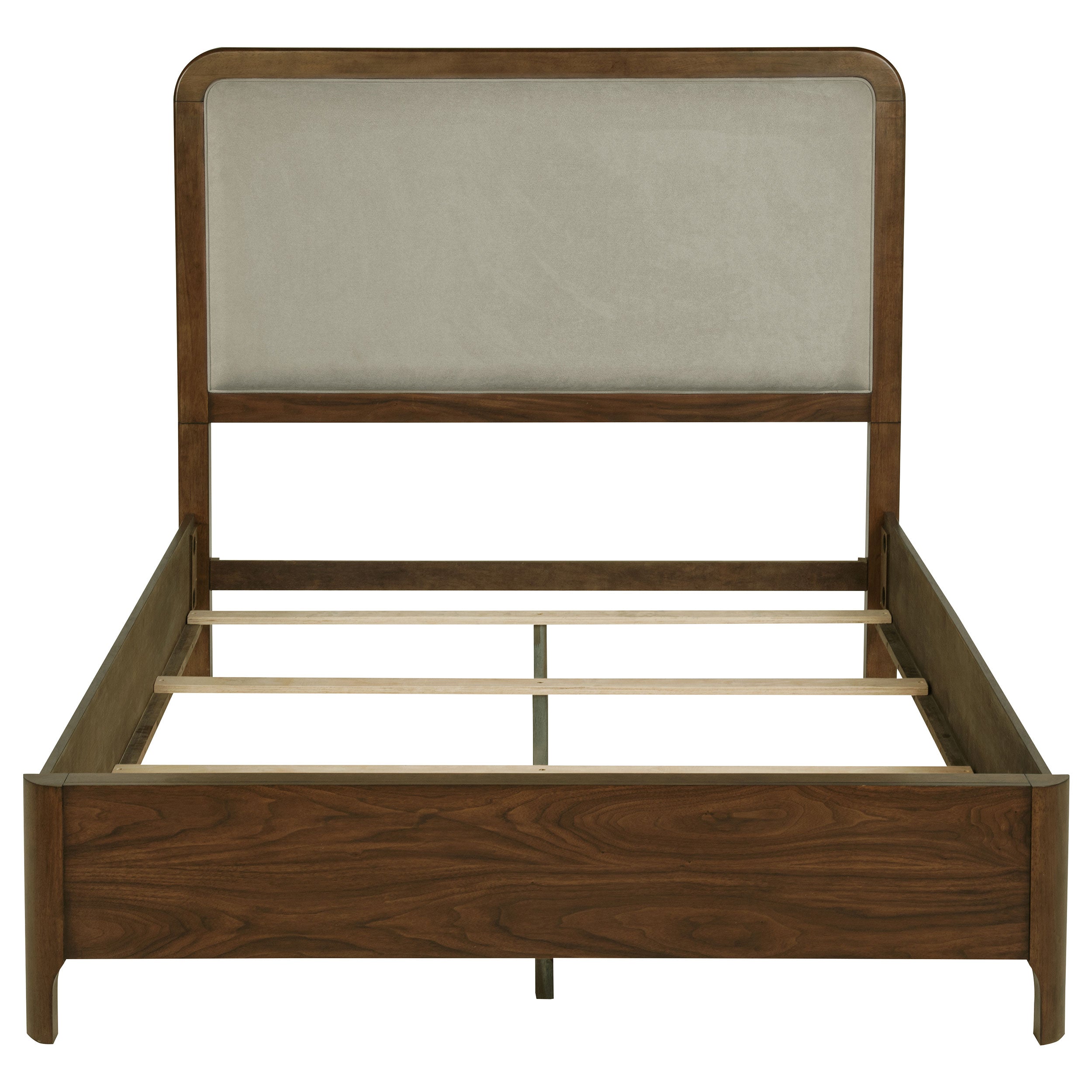 Maderia 57-inch Upholstered Queen Panel Bed Walnut-
