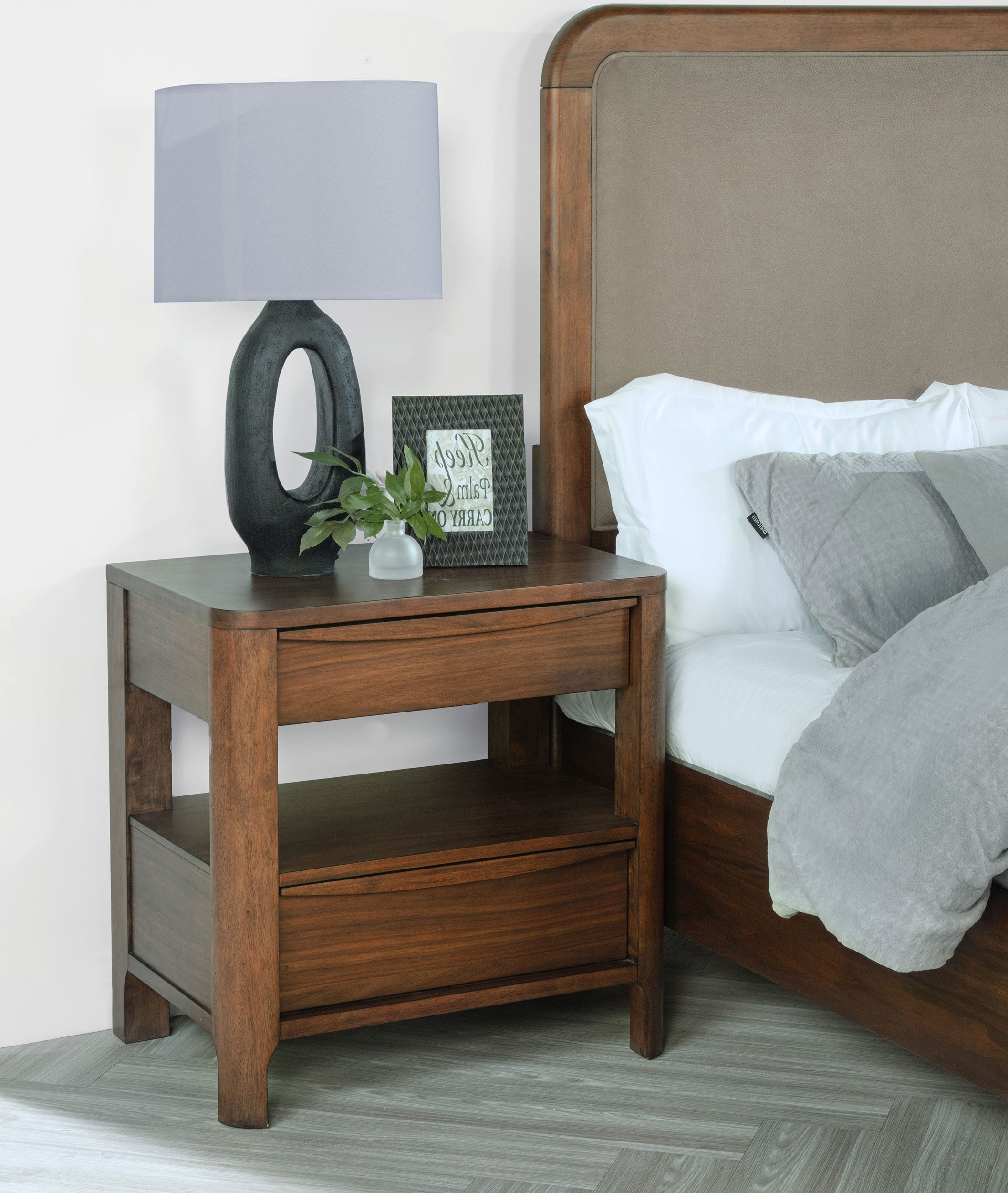 Maderia 2-drawer Nightstand Bedside Table Walnut-