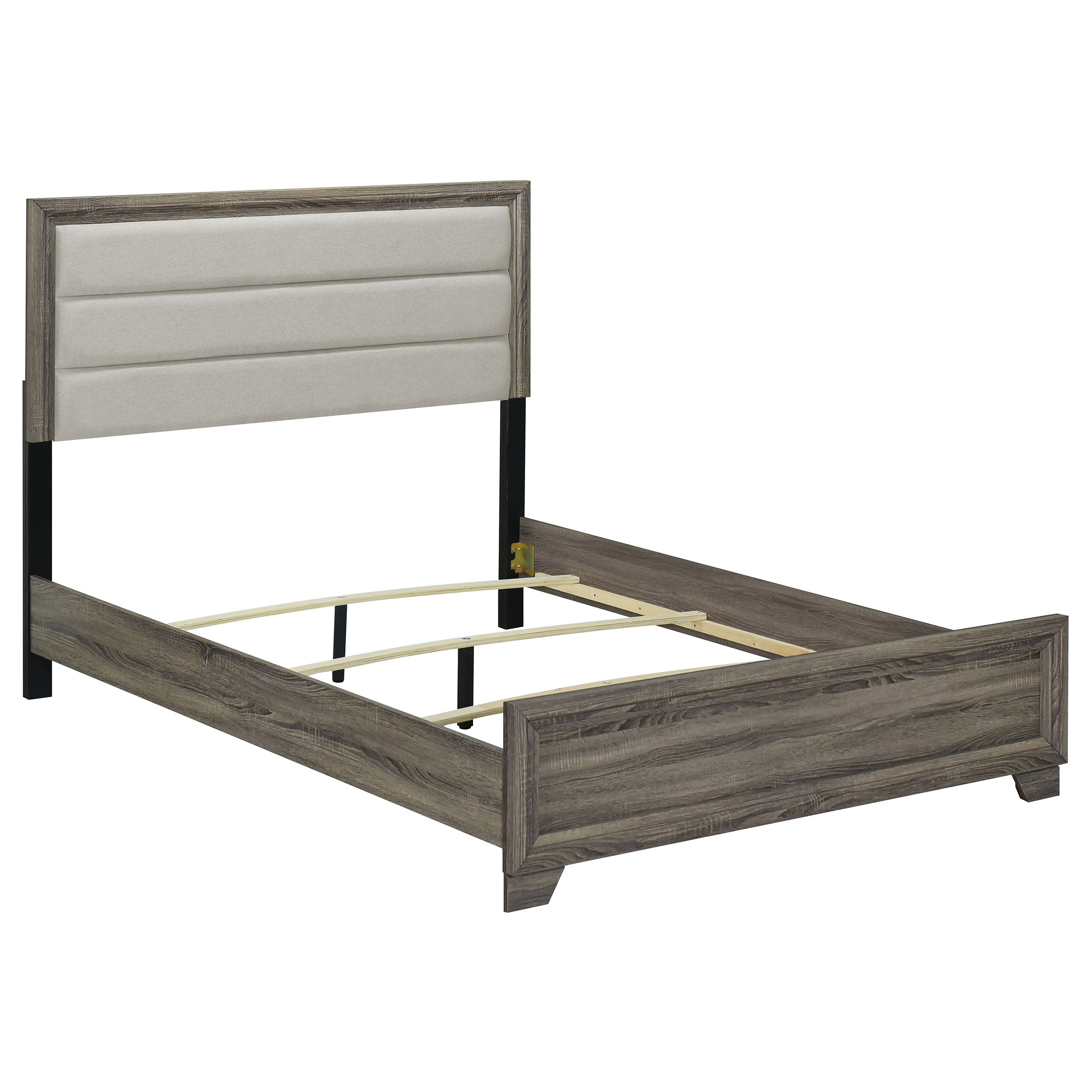 Wright 52-inch Upholstered Queen Bed Brown Oak-