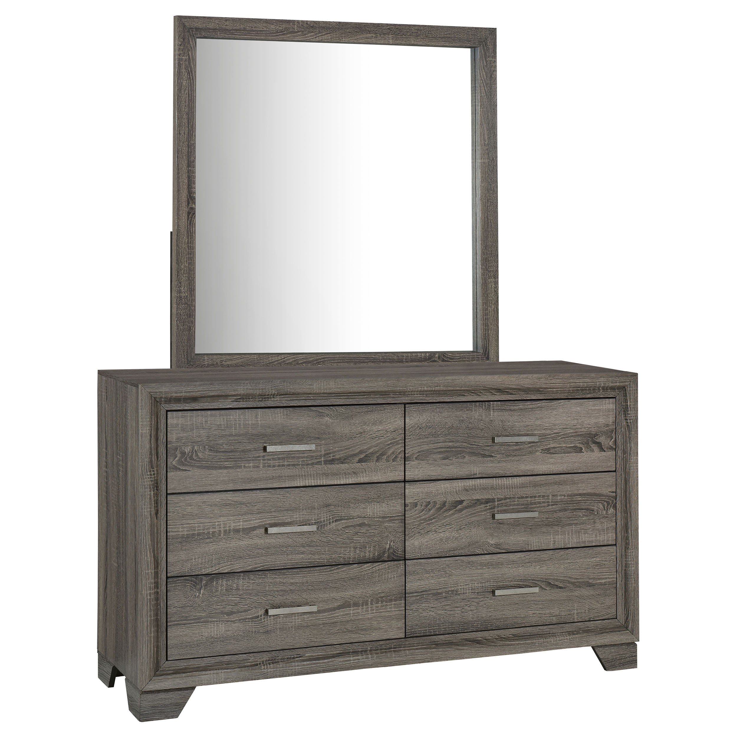 Wright 6-drawer Dresser and Mirror Brown Oak-