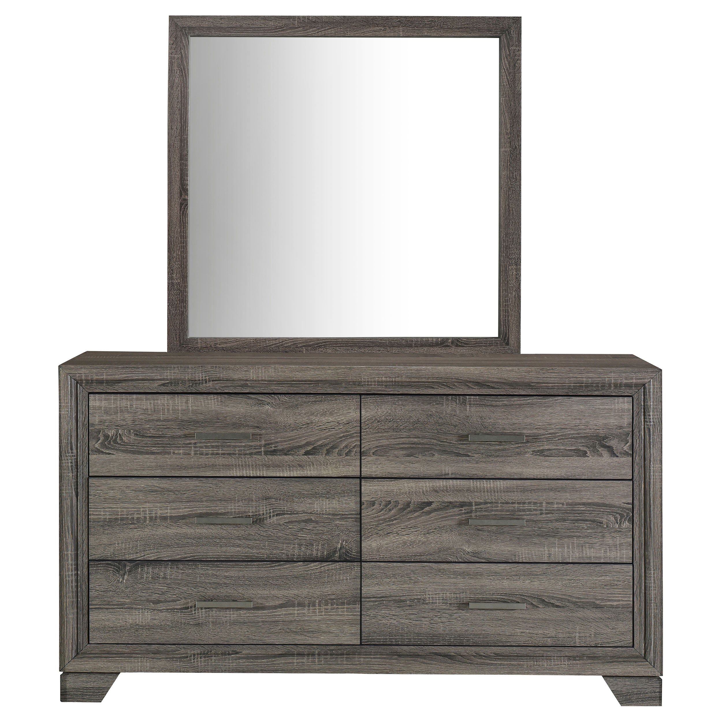 Wright 6-drawer Dresser and Mirror Brown Oak-
