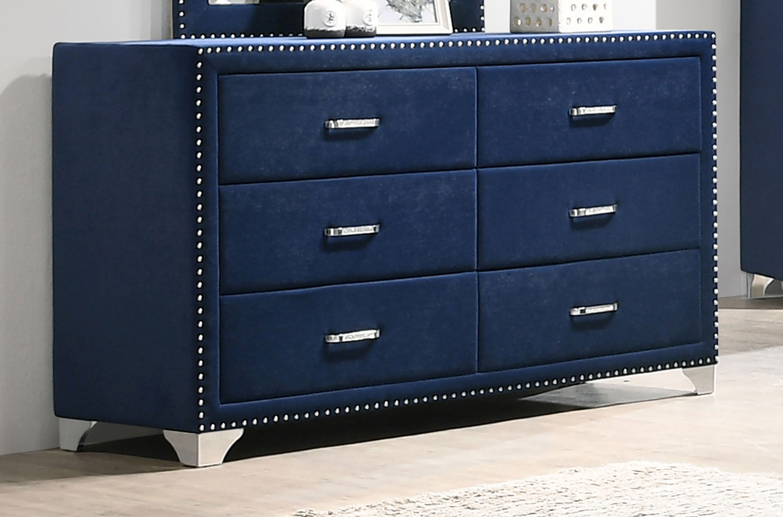 Melody 6-drawer Upholstered Dresser Pacific Blue-CoasterEveryday