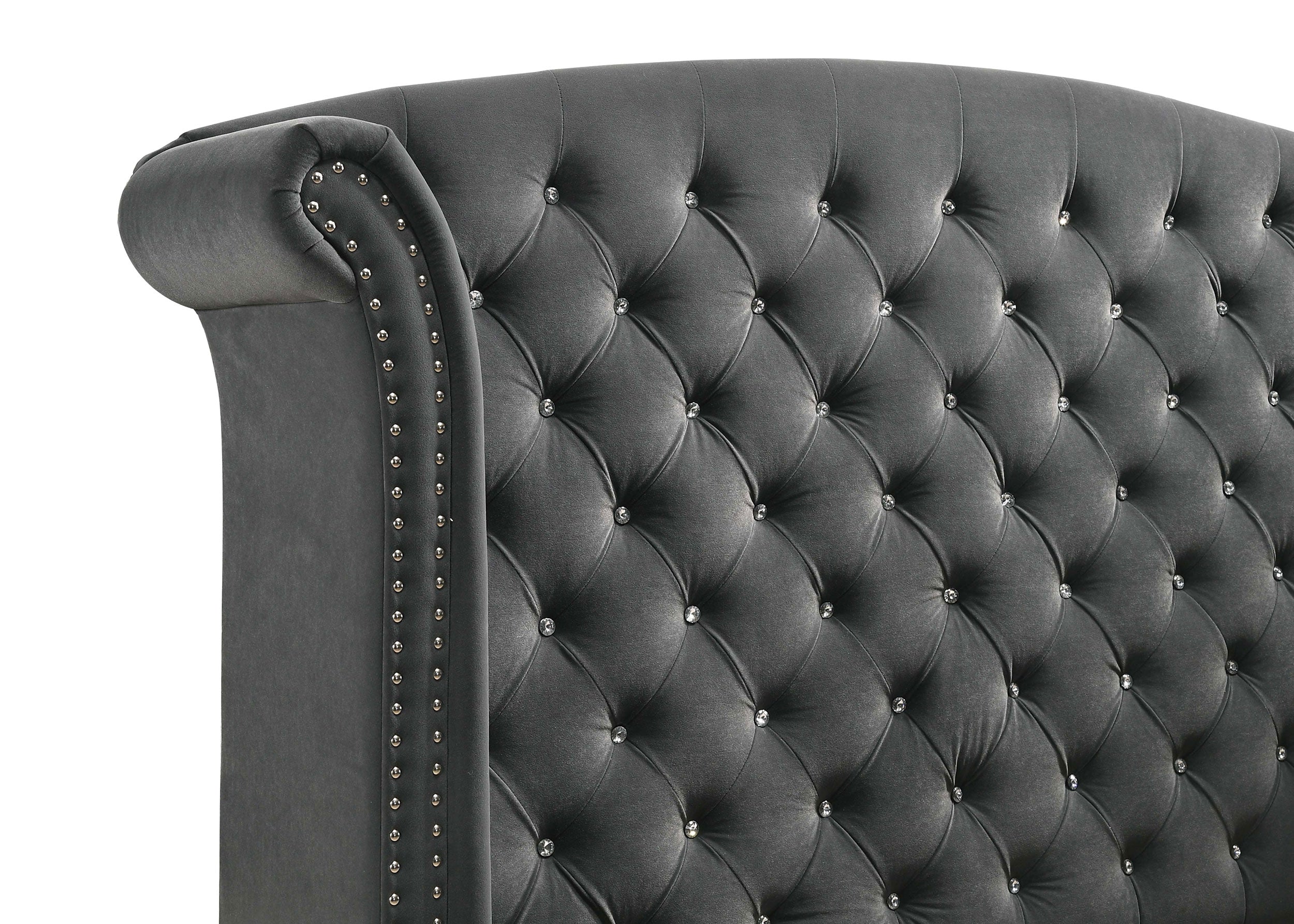 Melody Upholstered Queen Wingback Bed Grey-CoasterEveryday