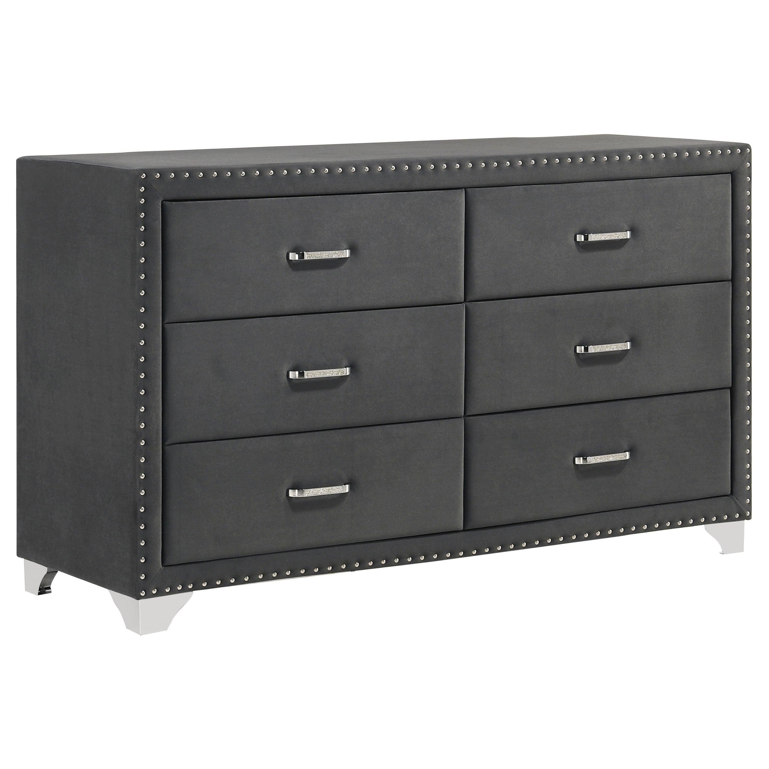 Melody 6-drawer Upholstered Dresser Grey-CoasterEveryday