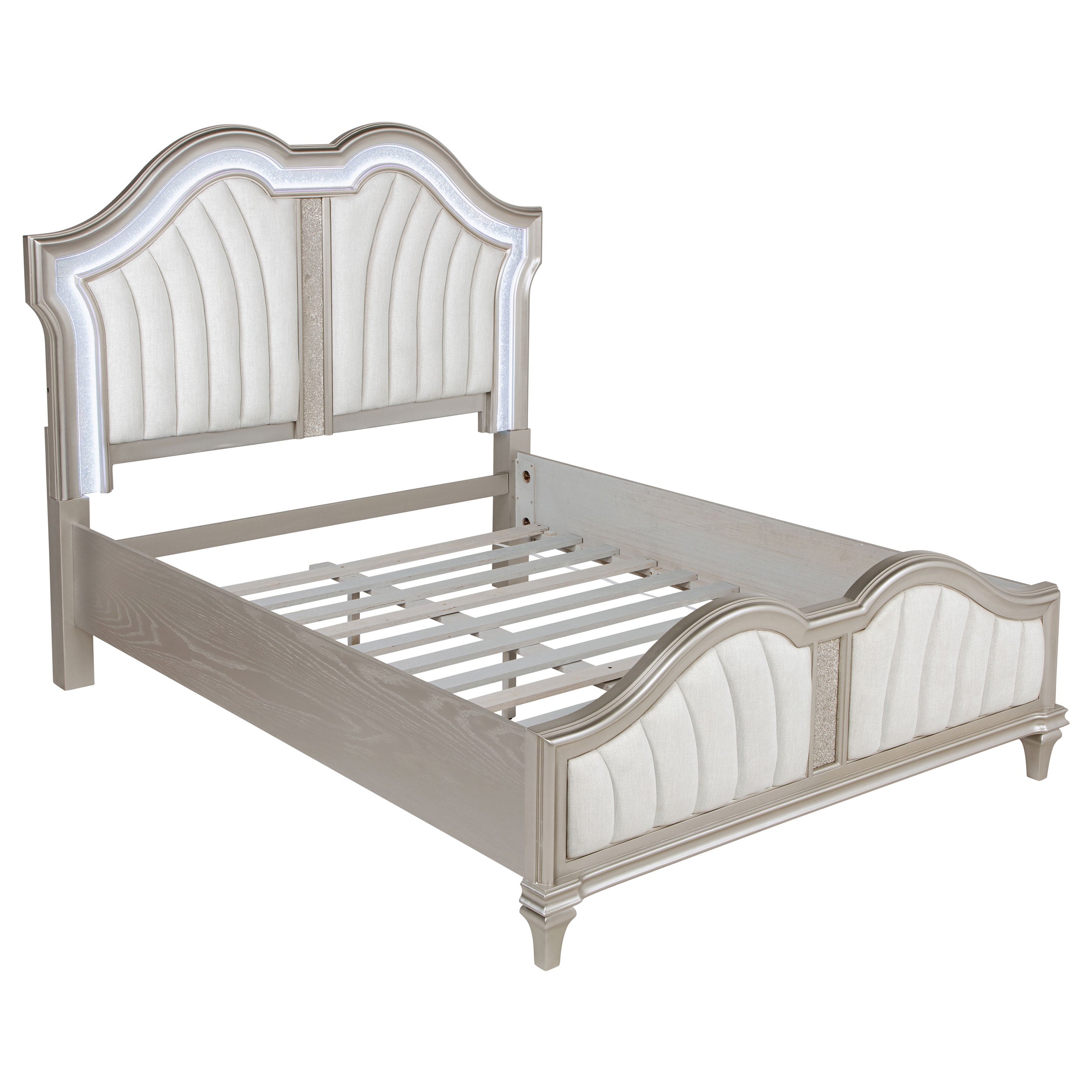 Evangeline Wood Queen LED Panel Bed Silver Oak-CoasterElevations