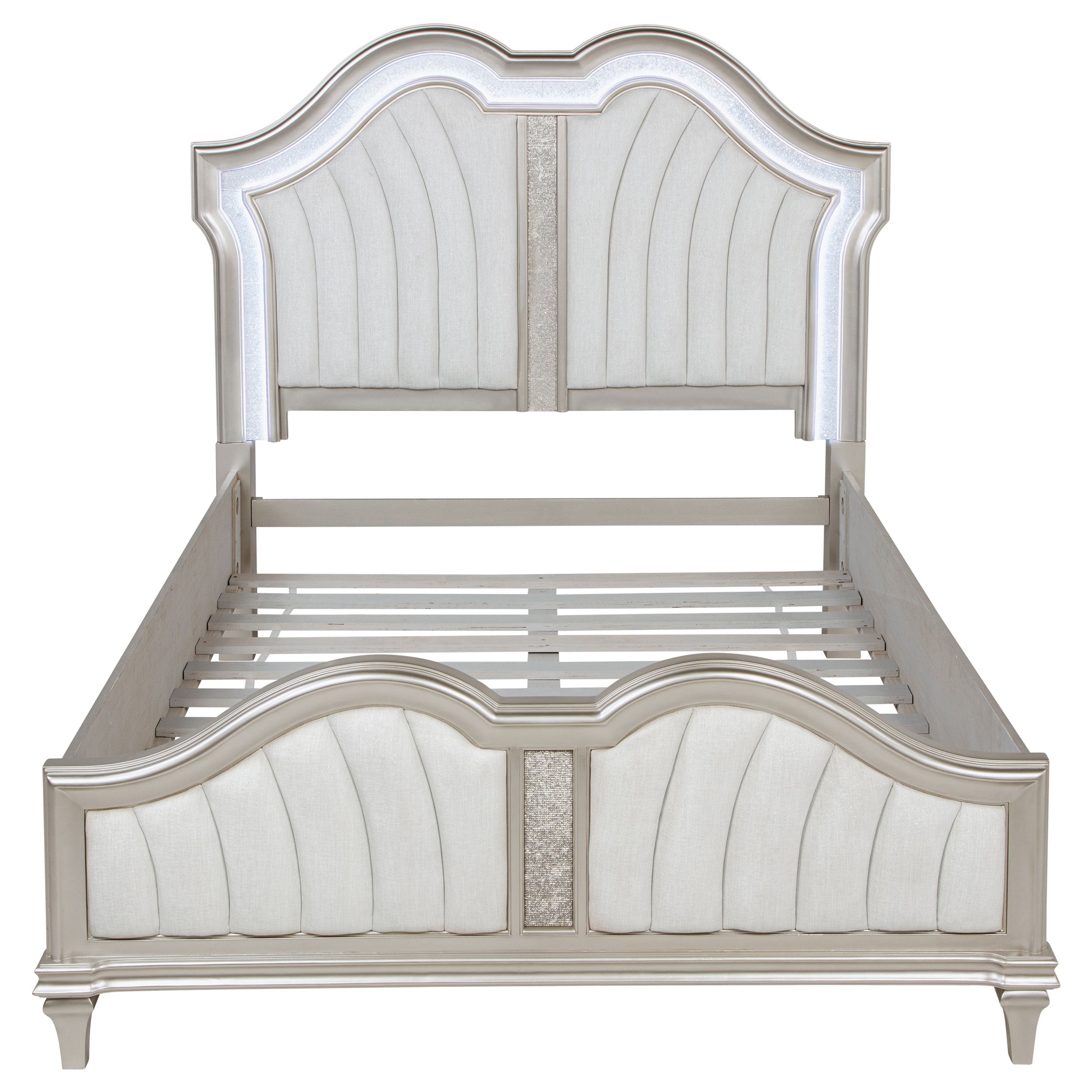 Evangeline Wood Queen LED Panel Bed Silver Oak-CoasterElevations