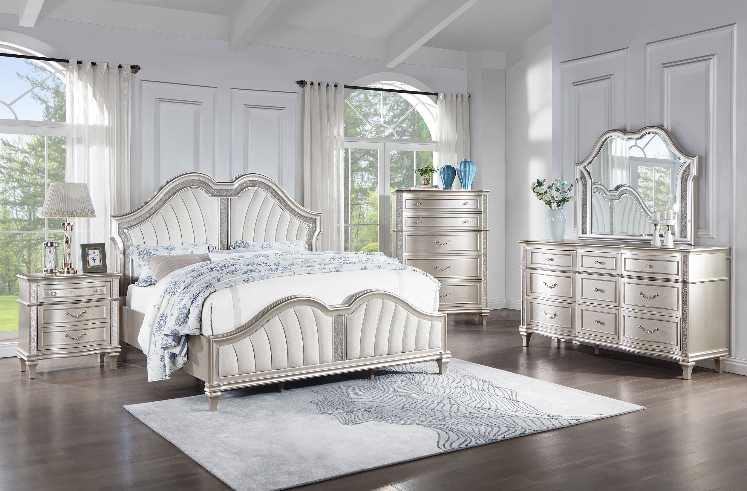 Evangeline 9-drawer Dresser with Mirror Silver Oak-CoasterElevations