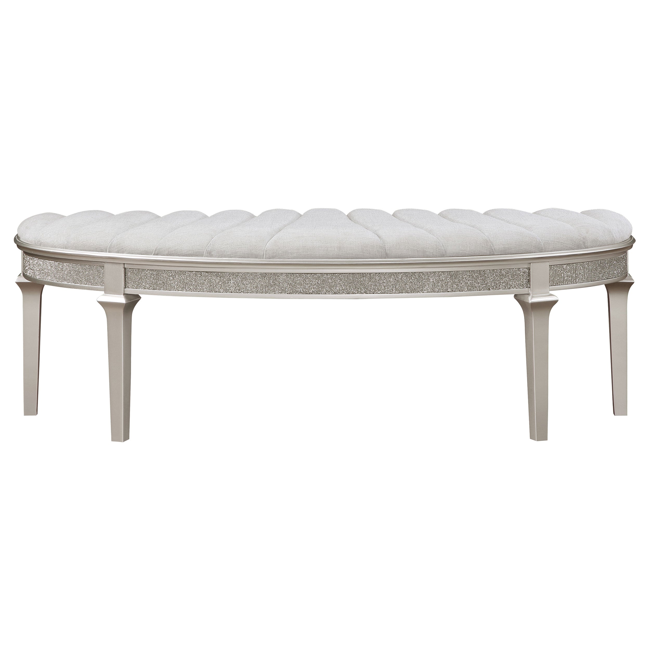 Evangeline Curved Fabric Upholstered Bench Silver Oak-