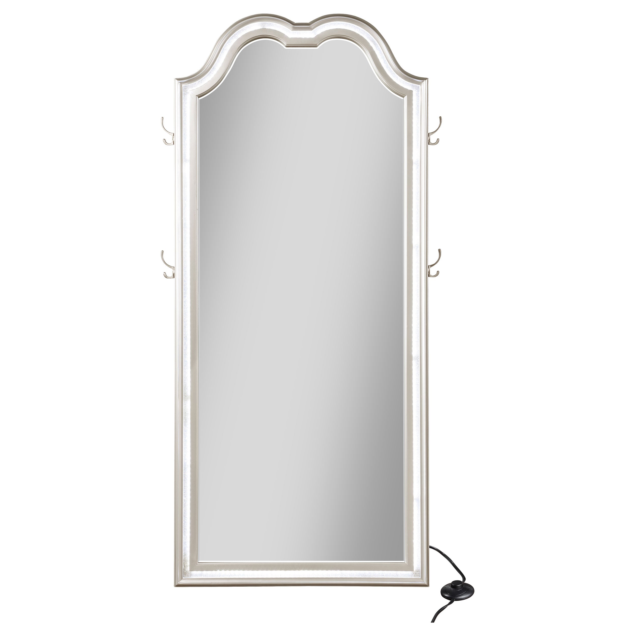 Evangeline Full Length LED Light Floor Mirror Silver Oak-