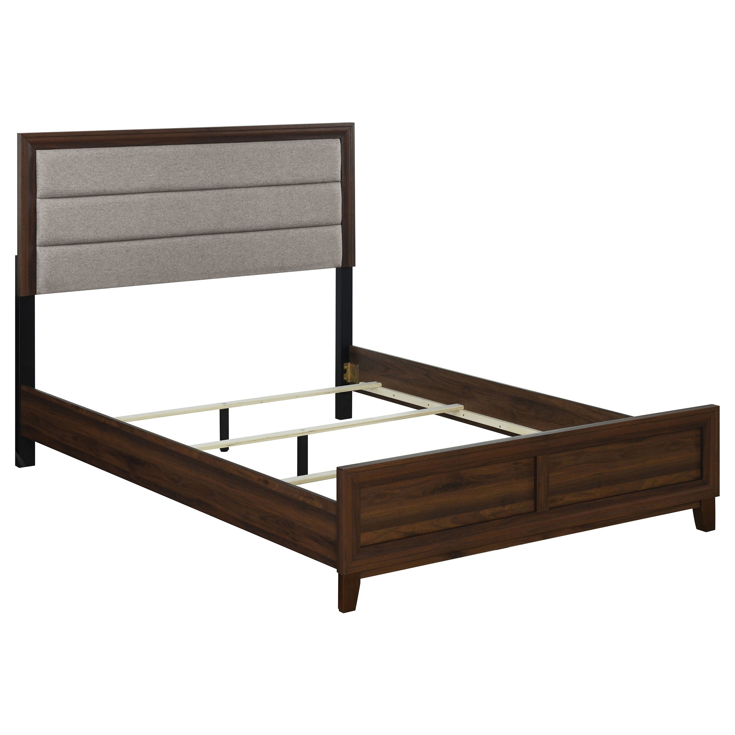 Welsley 50-inch Upholstered Queen Bed Walnut-