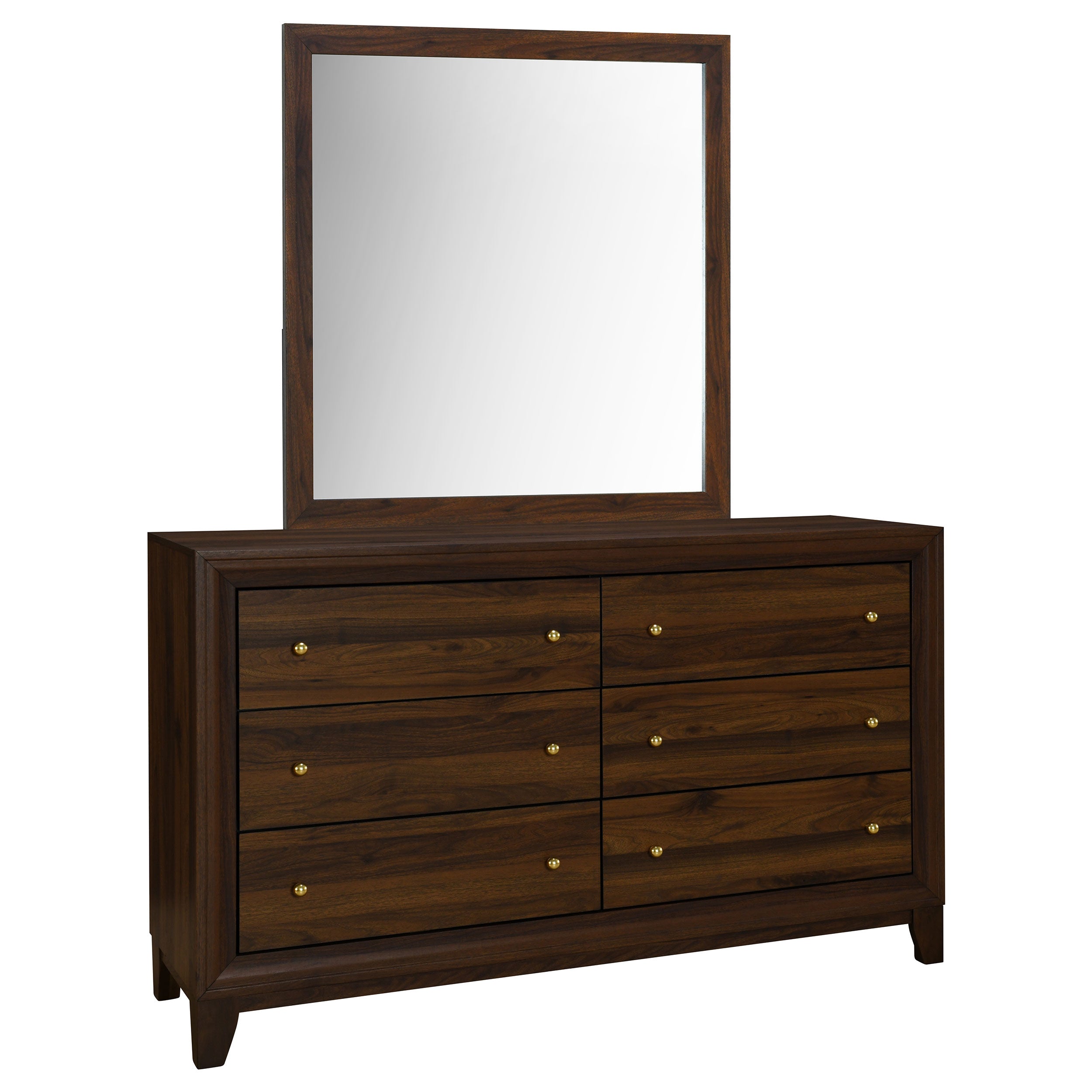 Welsley 6-drawer Dresser and Mirror Walnut-