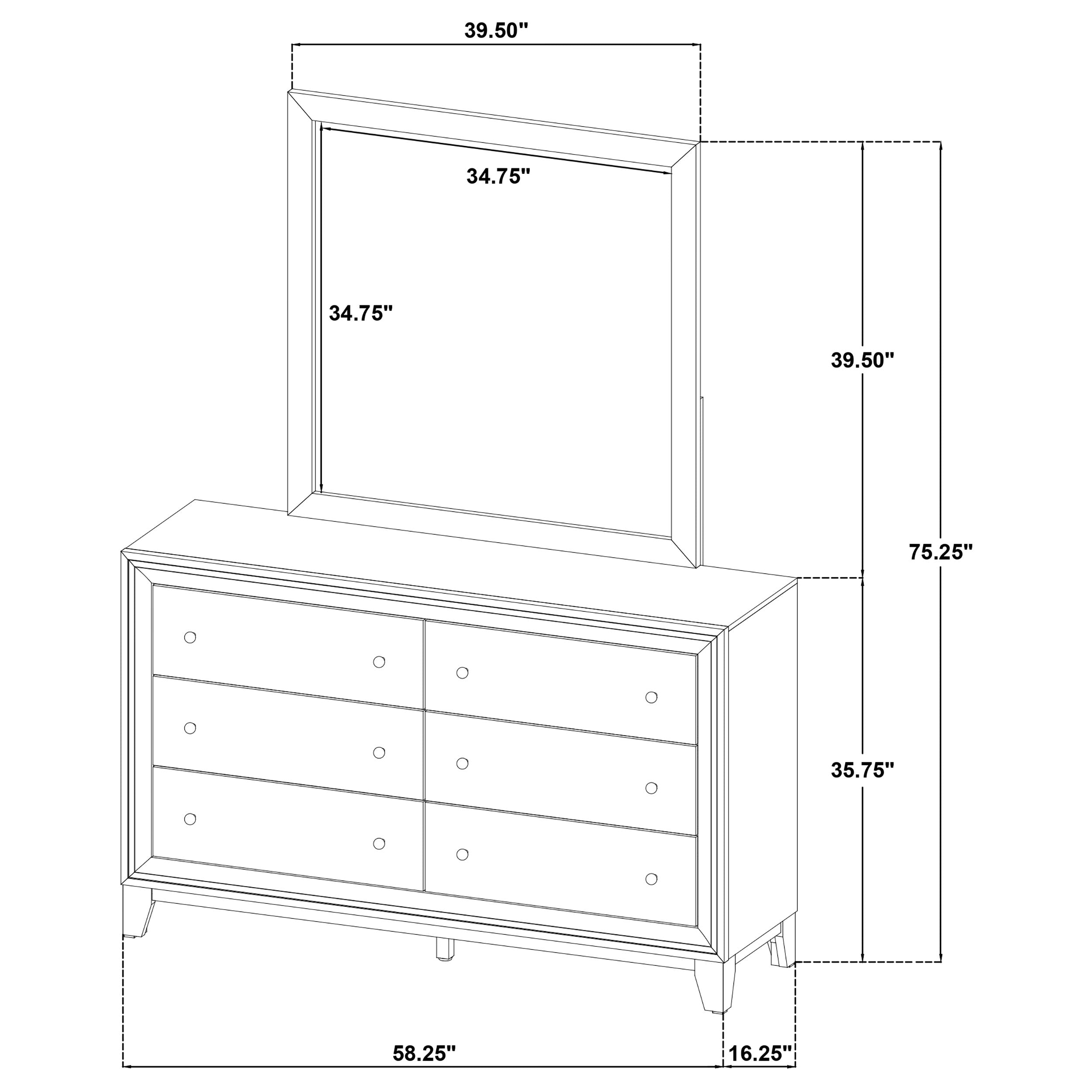 Welsley 6-drawer Dresser and Mirror Walnut-