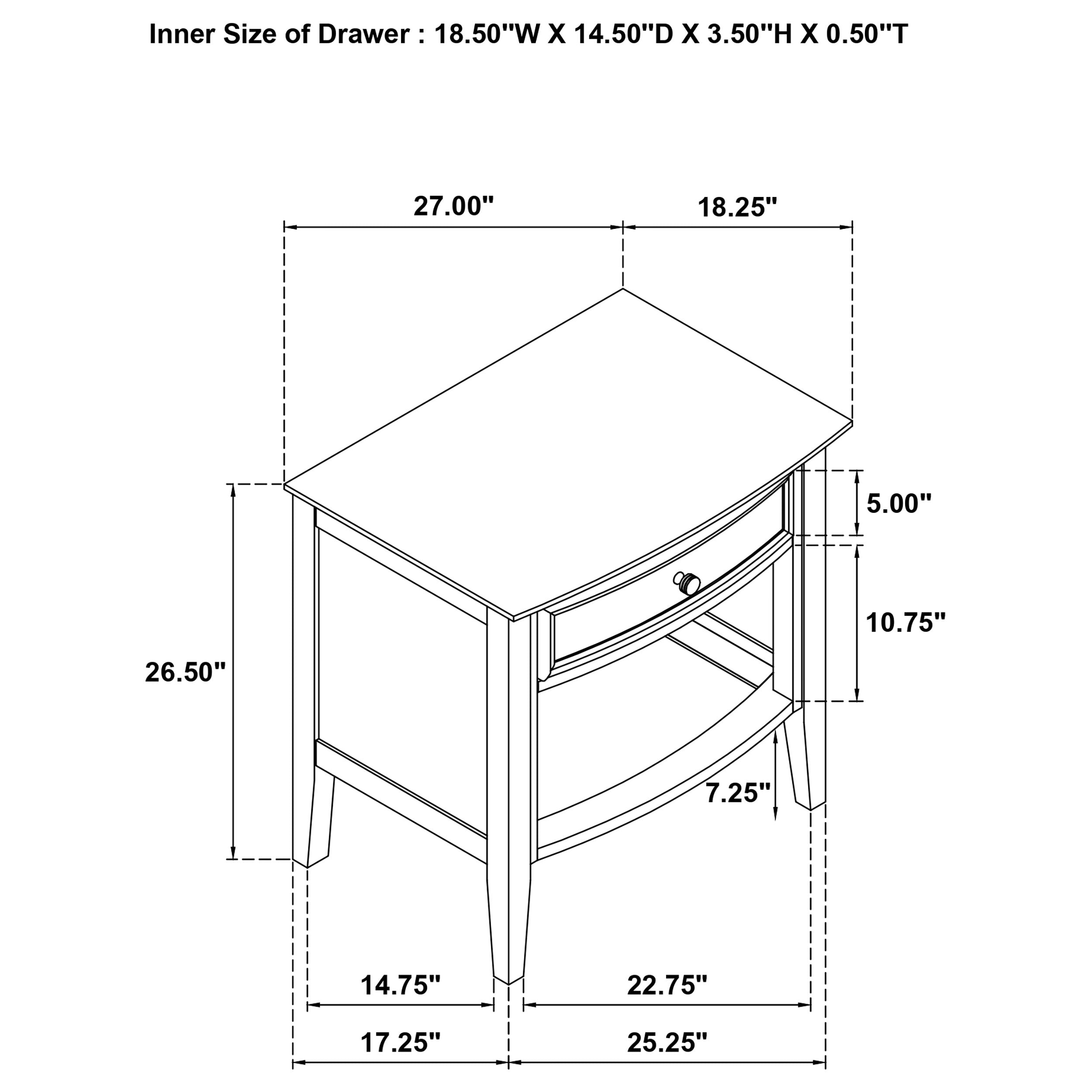 Bexhill 1-drawer Nightstand Bedside Table White-