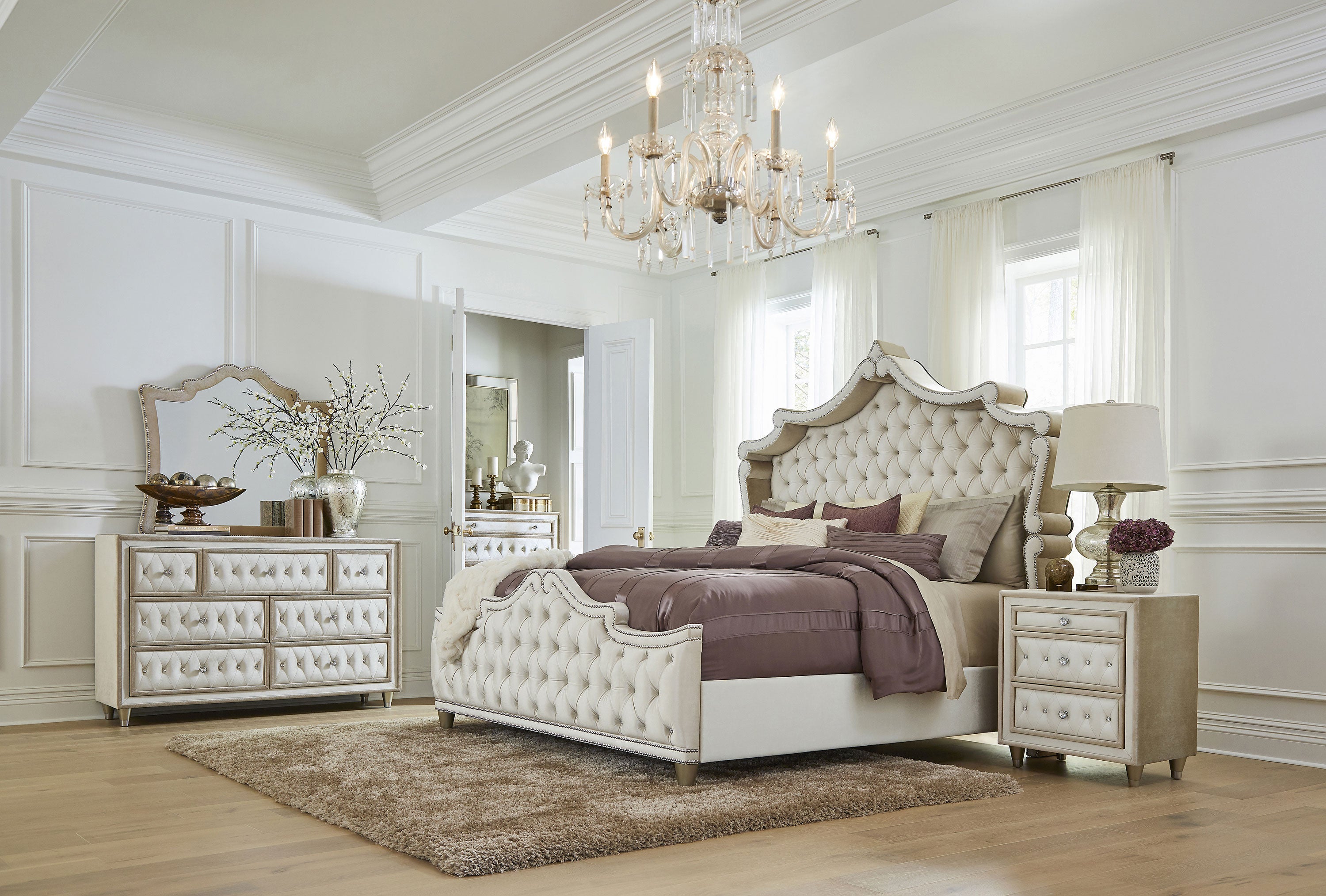 Antonella Upholstered Dresser Mirror Camel-CoasterElevations